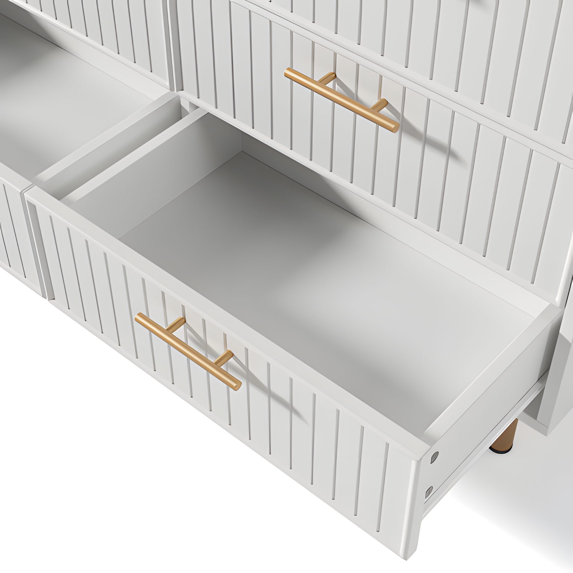 „LUXORA SIX“ – Moderne Kommode mit 6 Schubladen in Weiß und Gold, 120 × 75 × 40 cm