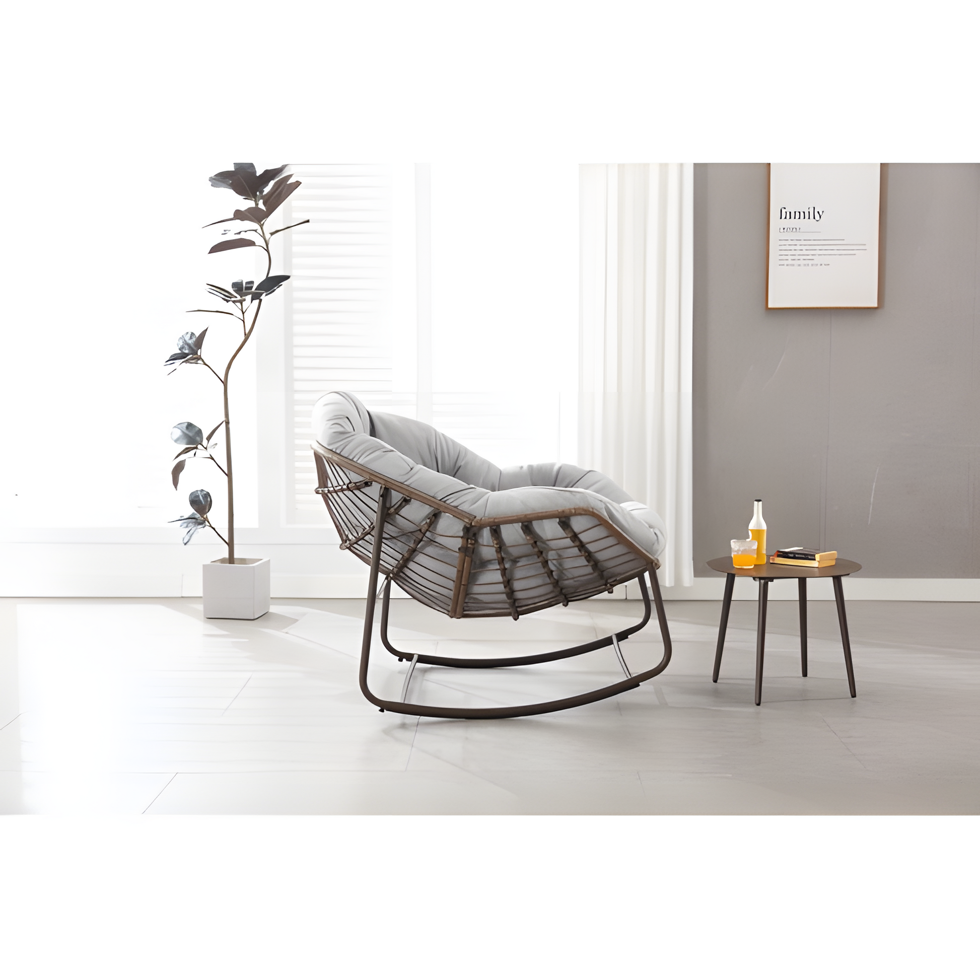 „NORDLOUNGE“ – Outdoor Wicker Schaukelstuhl mit Polsterung