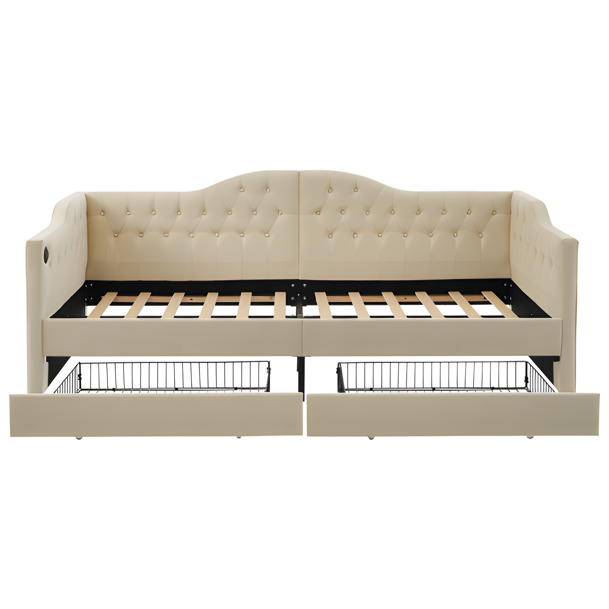 "DUOSLEEP" – Schlafsofa mit Stauraum und USB/Typ-C-Anschluss (90x190 cm, Beige oder Grau)