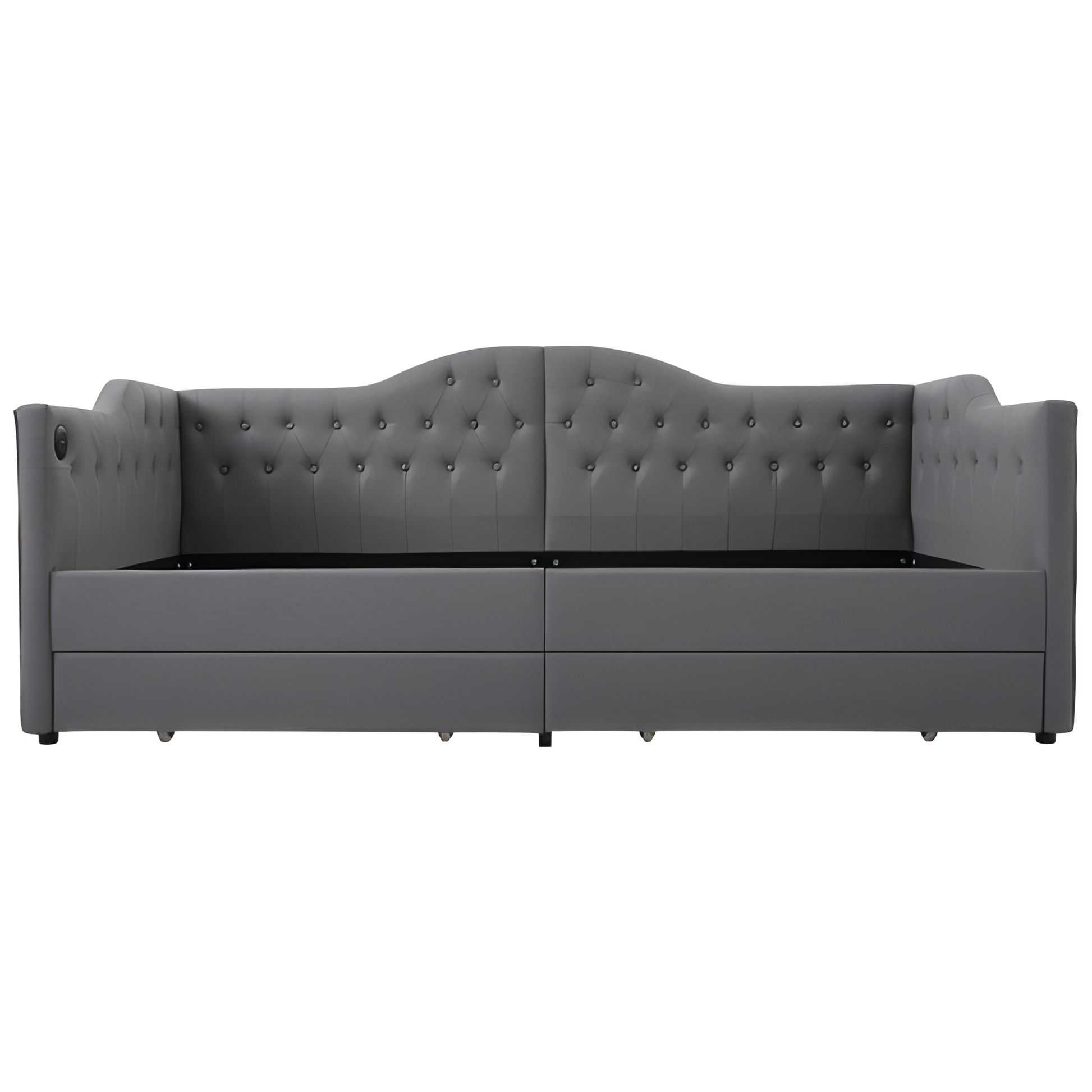 "DUOSLEEP" – Schlafsofa mit Stauraum und USB/Typ-C-Anschluss (90x190 cm, Beige oder Grau)