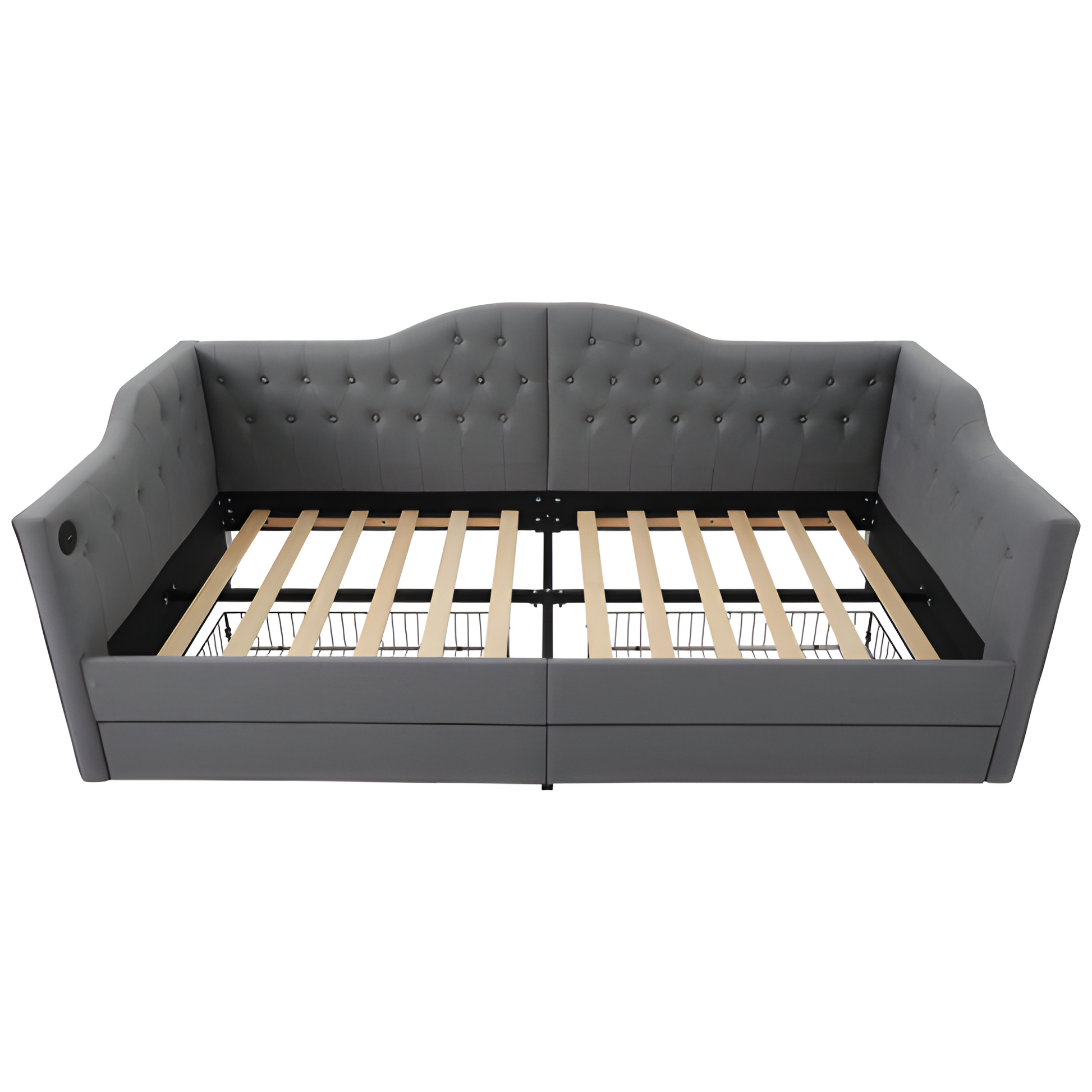 "DUOSLEEP" – Schlafsofa mit Stauraum und USB/Typ-C-Anschluss (90x190 cm, Beige oder Grau)