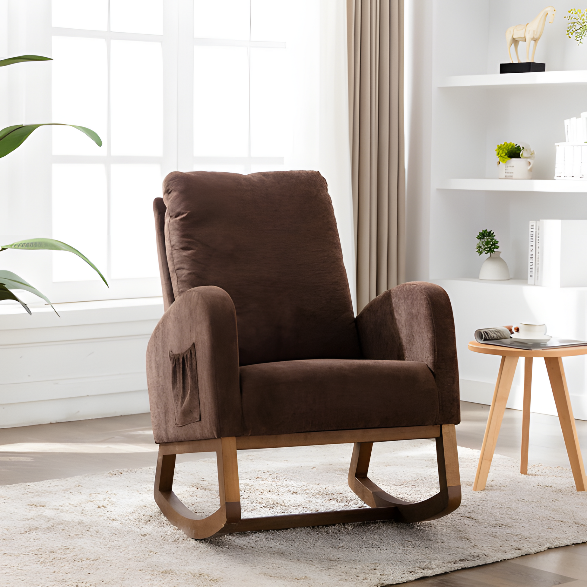 "CAVERO" – Komfortabler Schaukelstuhl im Mid-Century-Stil