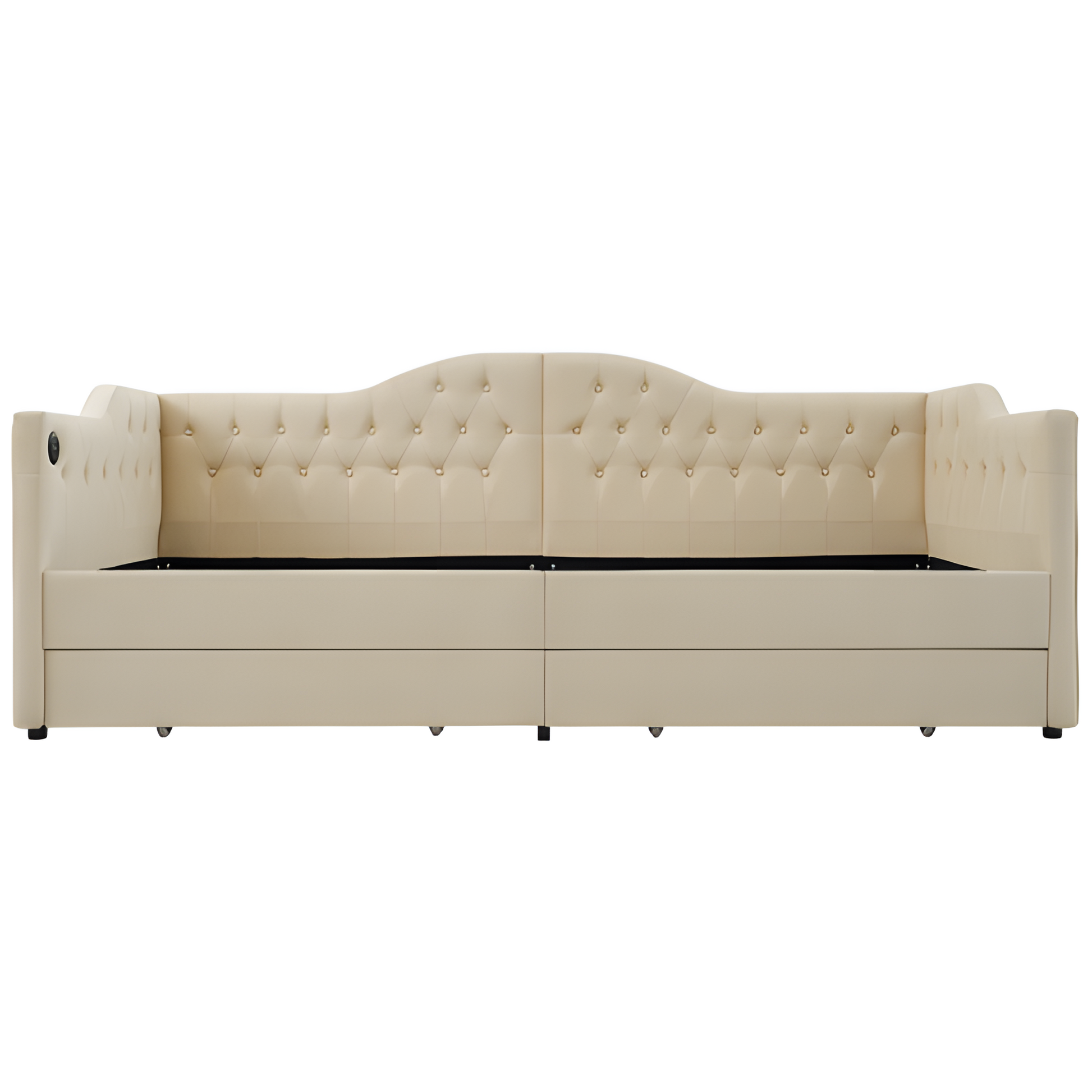 "DUOSLEEP" – Schlafsofa mit Stauraum und USB/Typ-C-Anschluss (90x190 cm, Beige oder Grau)