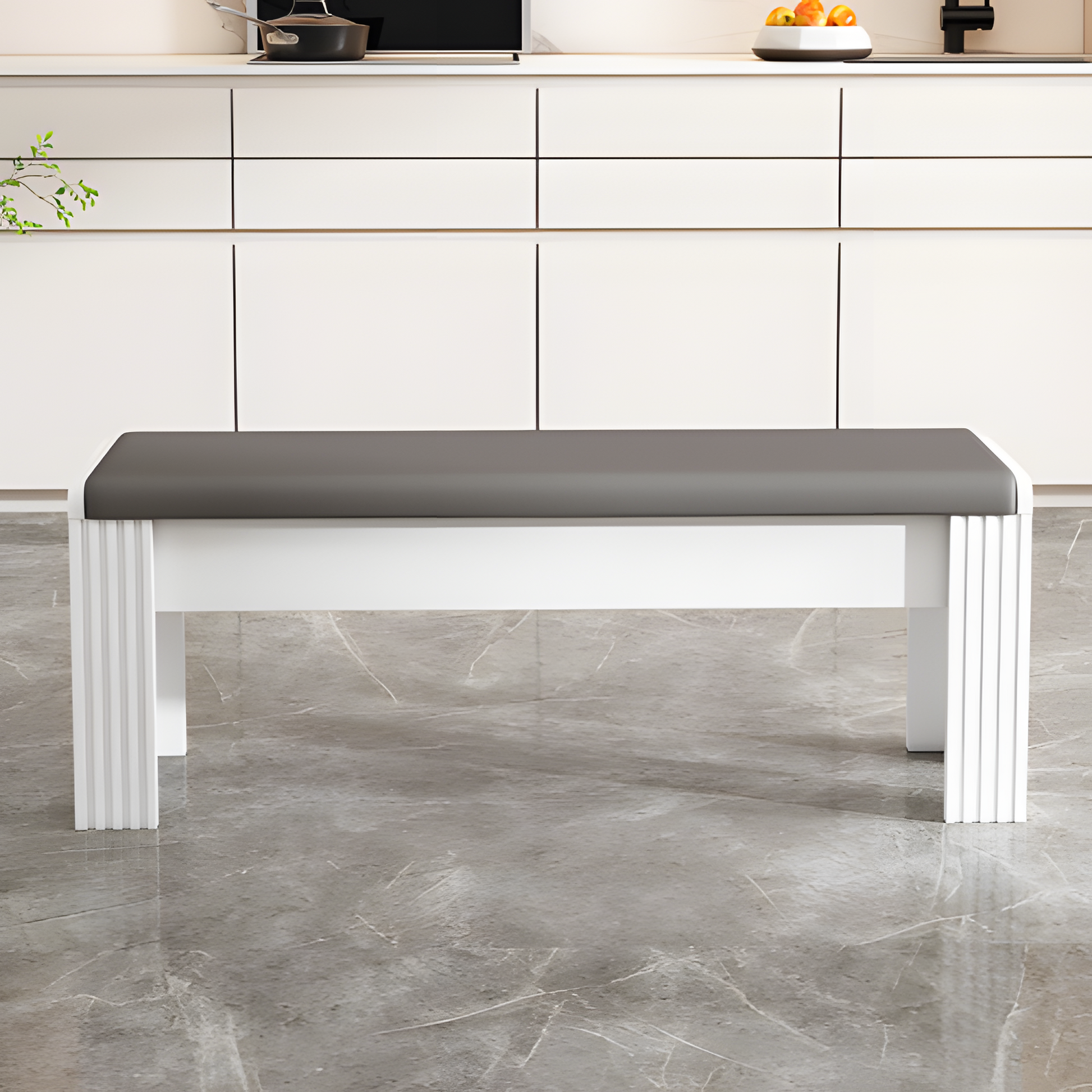 Sitzbank-Set "LUANO" – 2 elegante Polsterbänke in Grau & Weiß