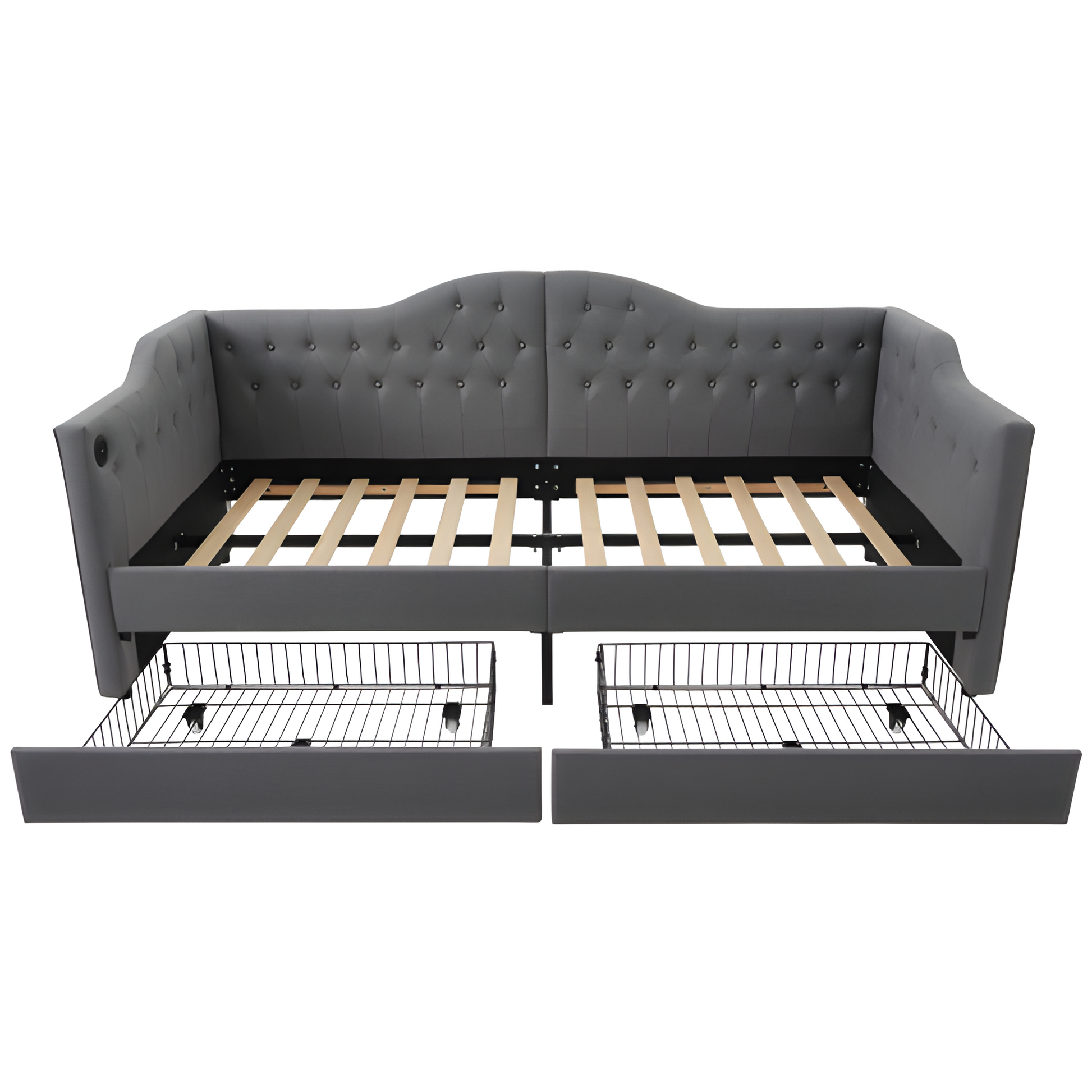 "DUOSLEEP" – Schlafsofa mit Stauraum und USB/Typ-C-Anschluss (90x190 cm, Beige oder Grau)