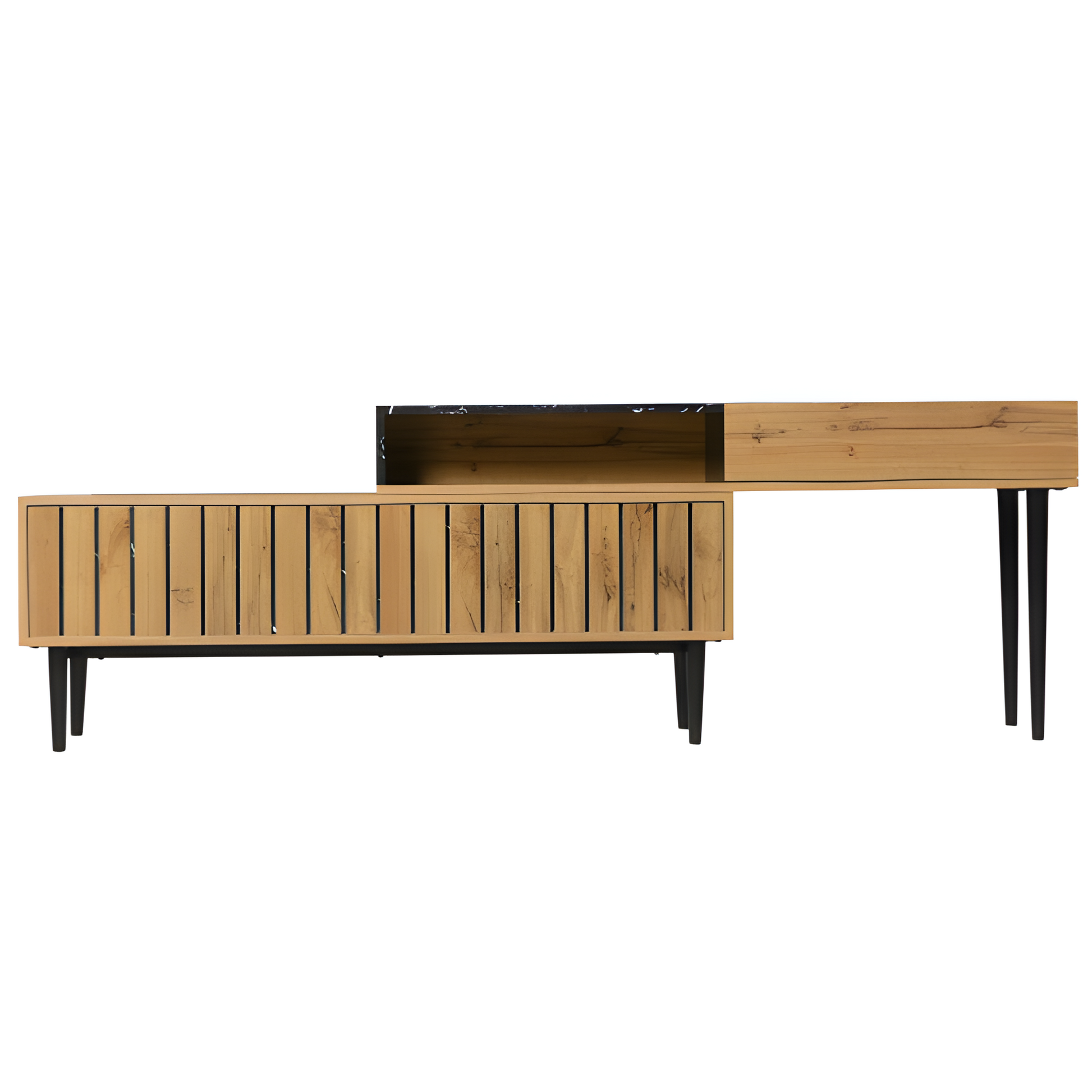 TV-Board „Moderno“ – 129 cm in Marmor-Holzoptik mit Eisenbeinen