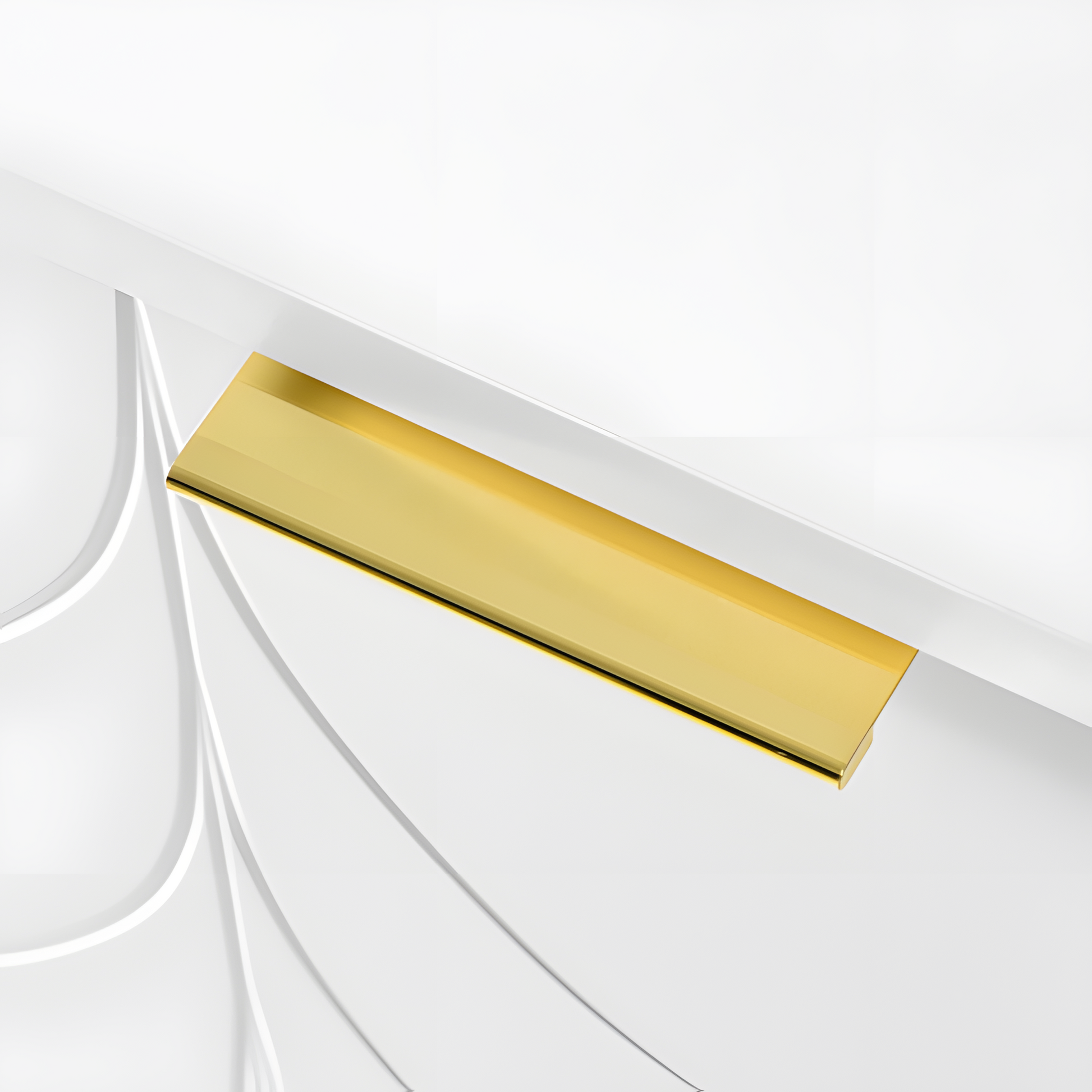 Sideboard Liora – Weiß mit Goldakzenten & Blumenmuster | 127 × 45 × 75 cm