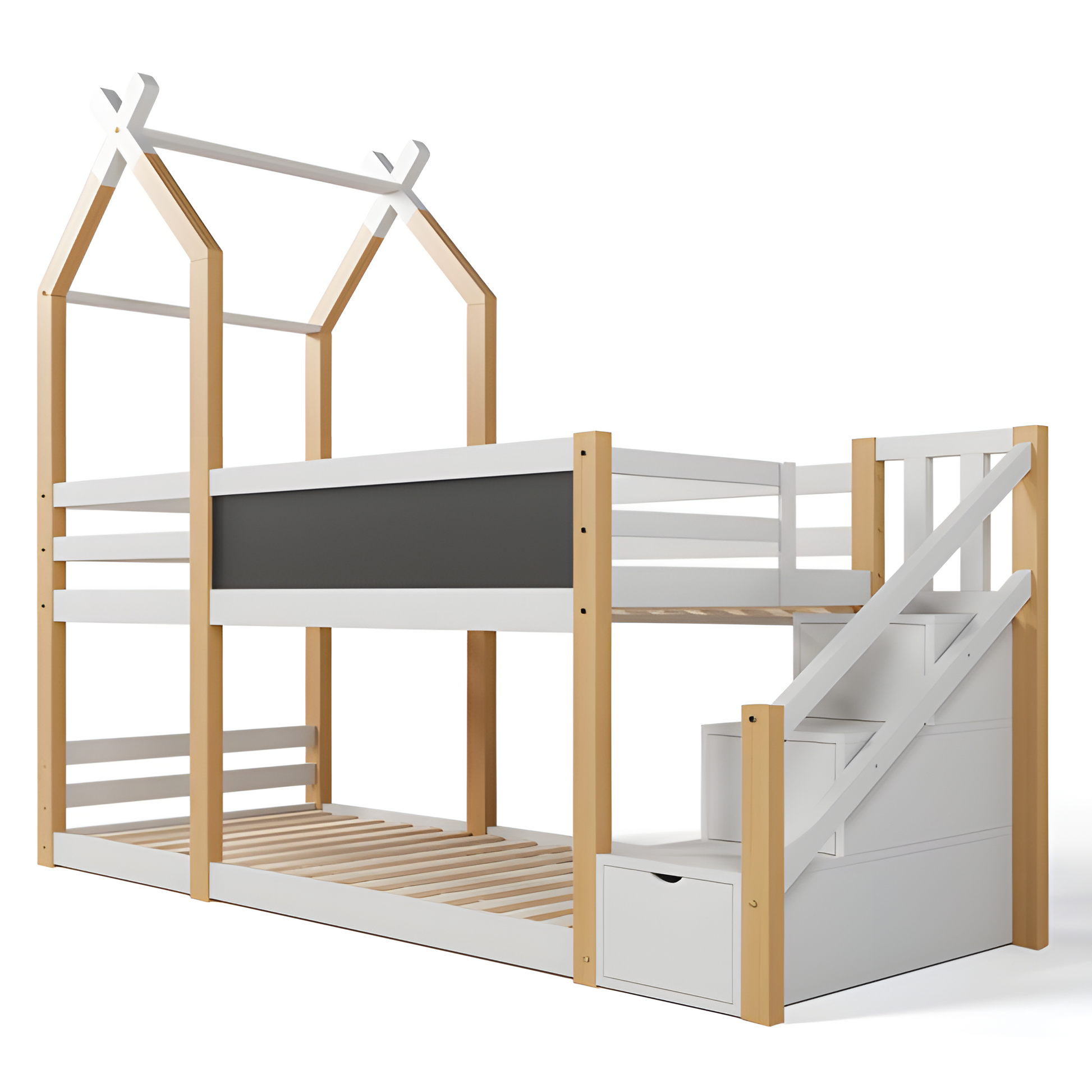 Kinderbett „LUNO“ – Baumhaus-Hochbett mit Tafel & Stauraum 🌳