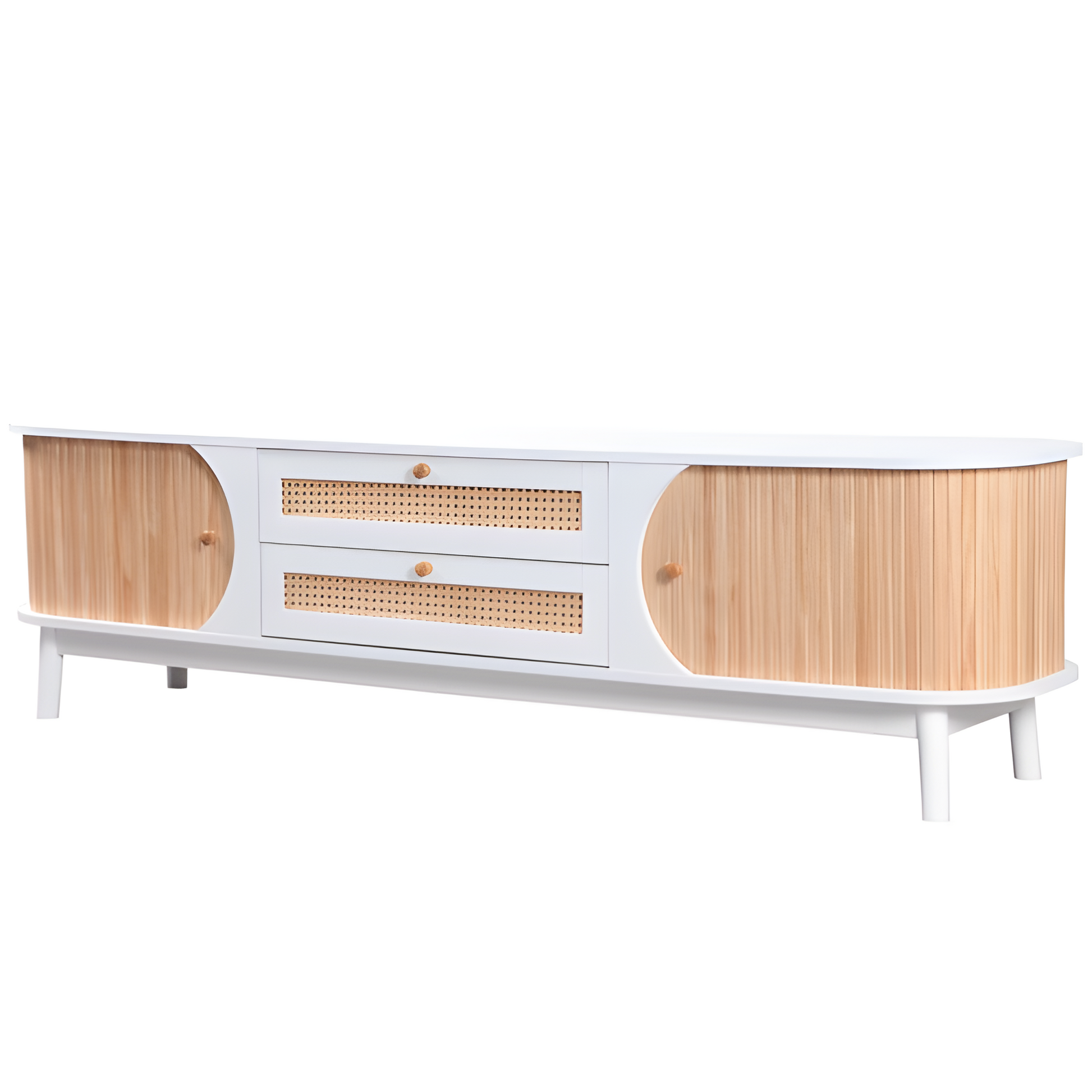TV-Schrank „RATTANA“ – Natürliches Design mit Rattandetails & Stauraum
