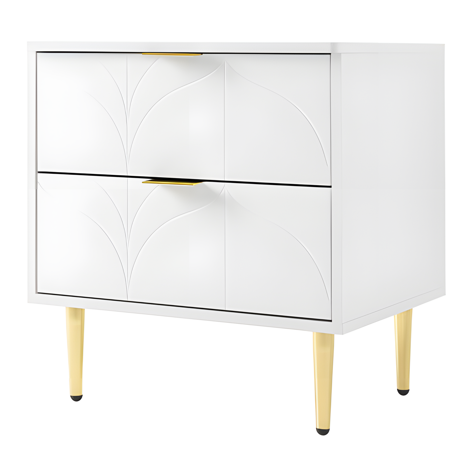 Nachttisch-Set „FLOREA“ – 2er-Set mit floraler Front &amp; Goldakzenten 🌸