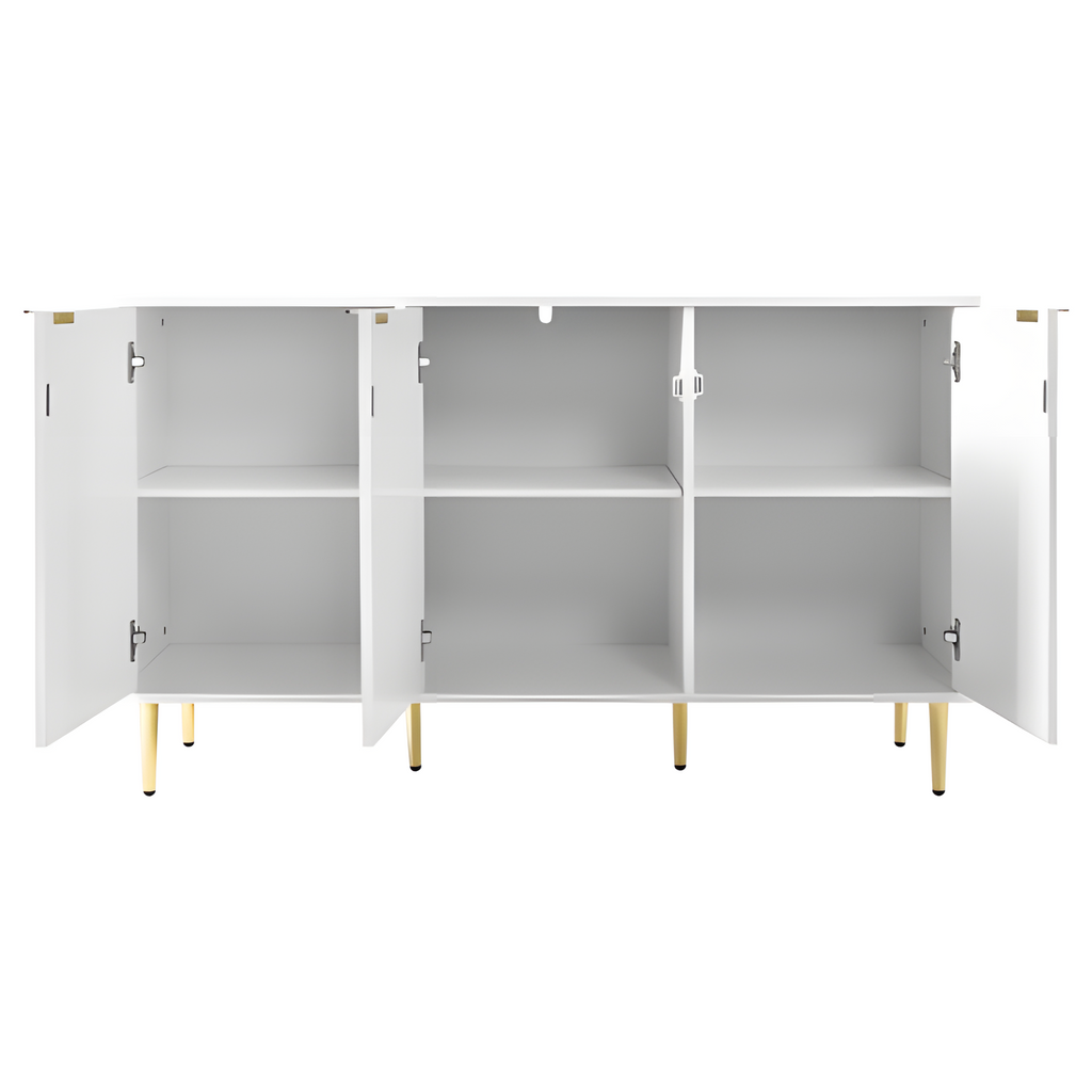 Sideboard Liora – Weiß mit Goldakzenten & Blumenmuster | 127 × 45 × 75 cm