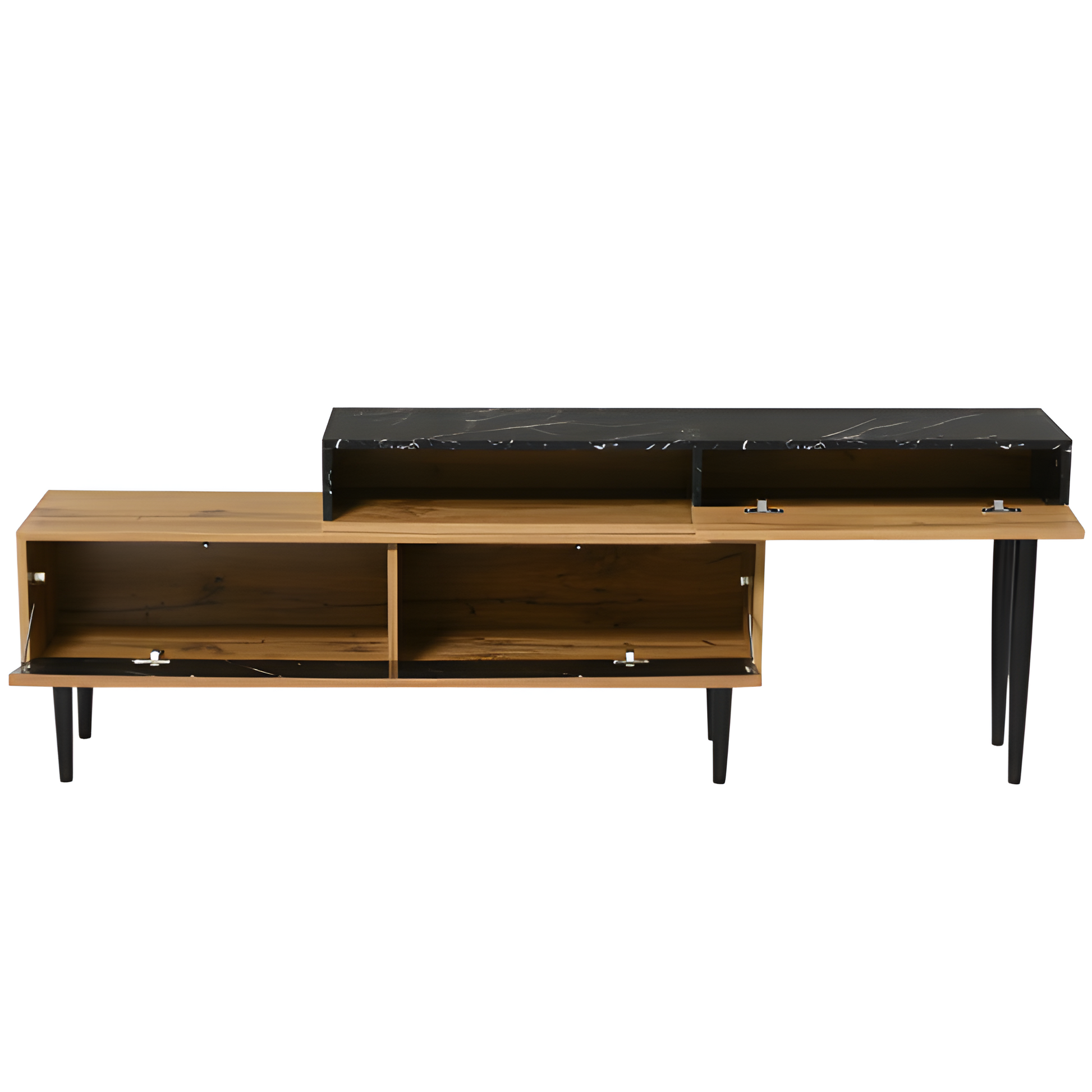 TV-Board „Moderno“ – 129 cm in Marmor-Holzoptik mit Eisenbeinen