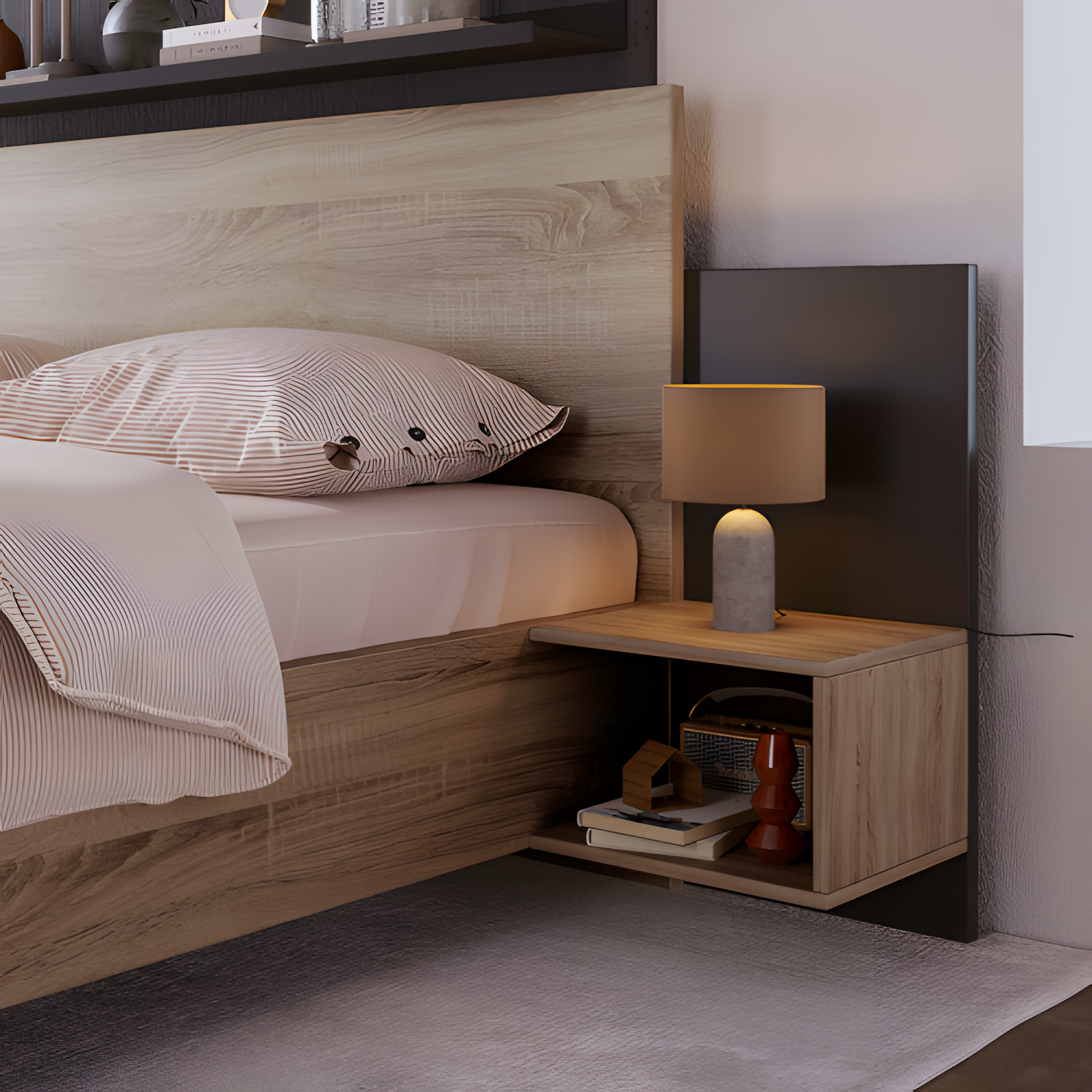 Doppelbett "SONEMA" – 160 × 200 cm mit Nachttischen