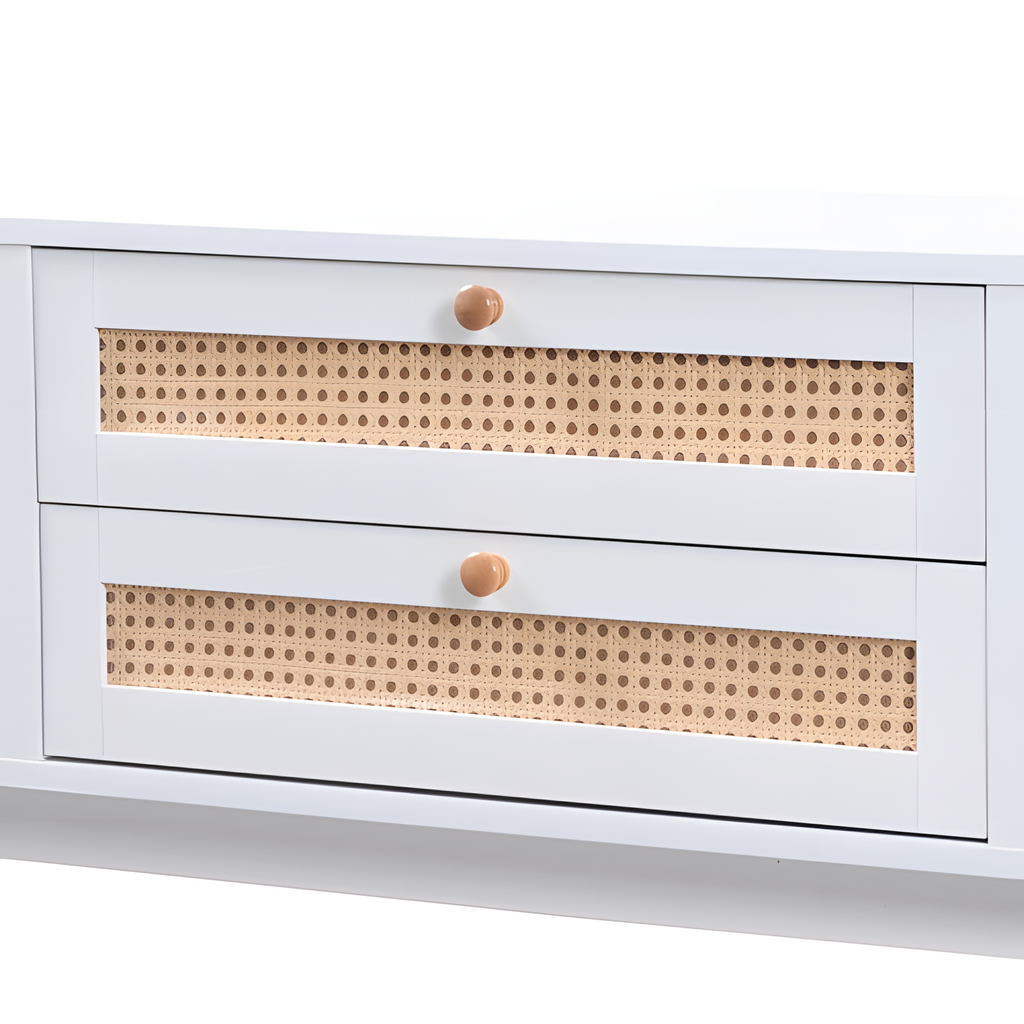 TV-Schrank „RATTANA“ – Natürliches Design mit Rattandetails & Stauraum