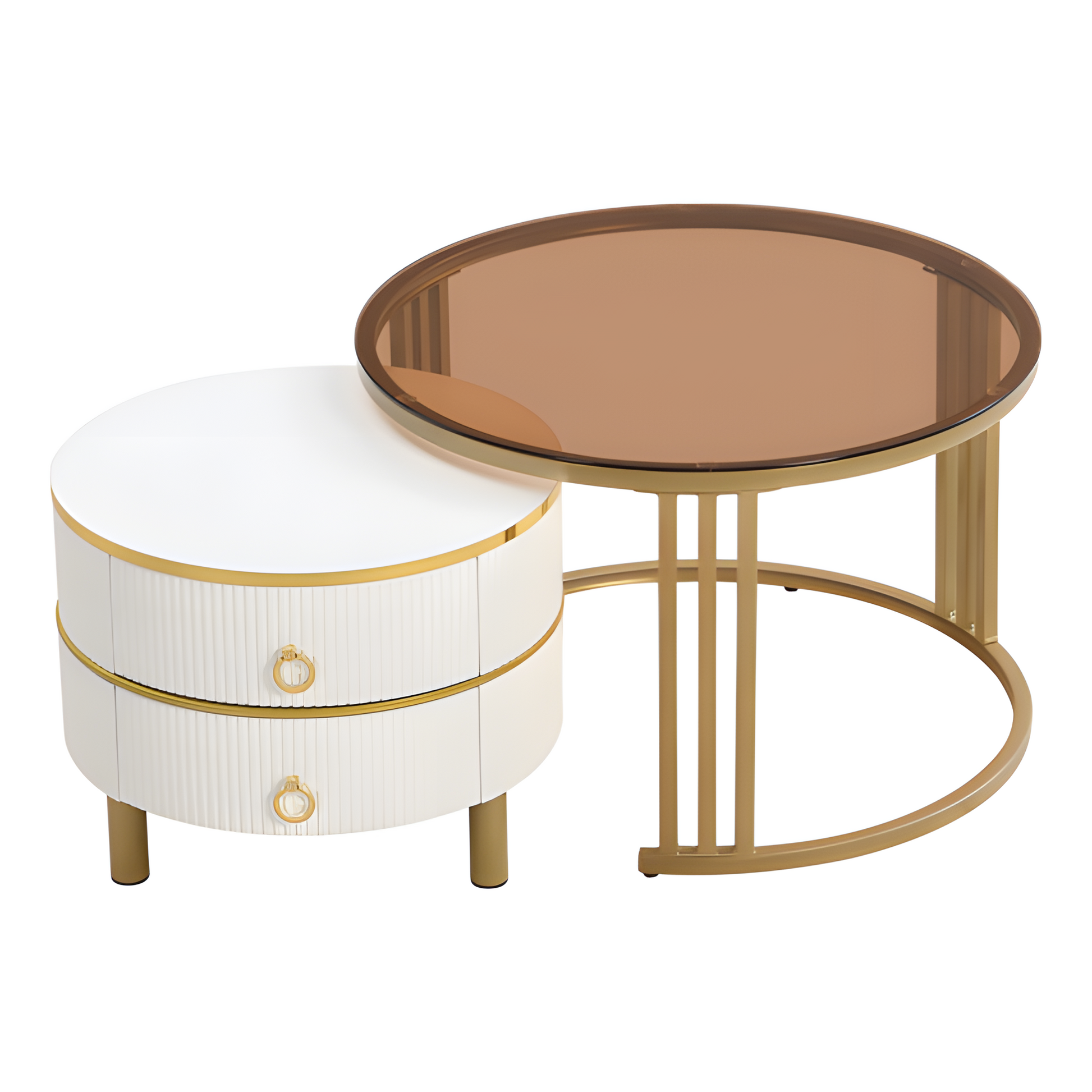 „DUOTABLE“ – 2-in-1 Couchtisch-Set in Hochglanz & Glasoptik