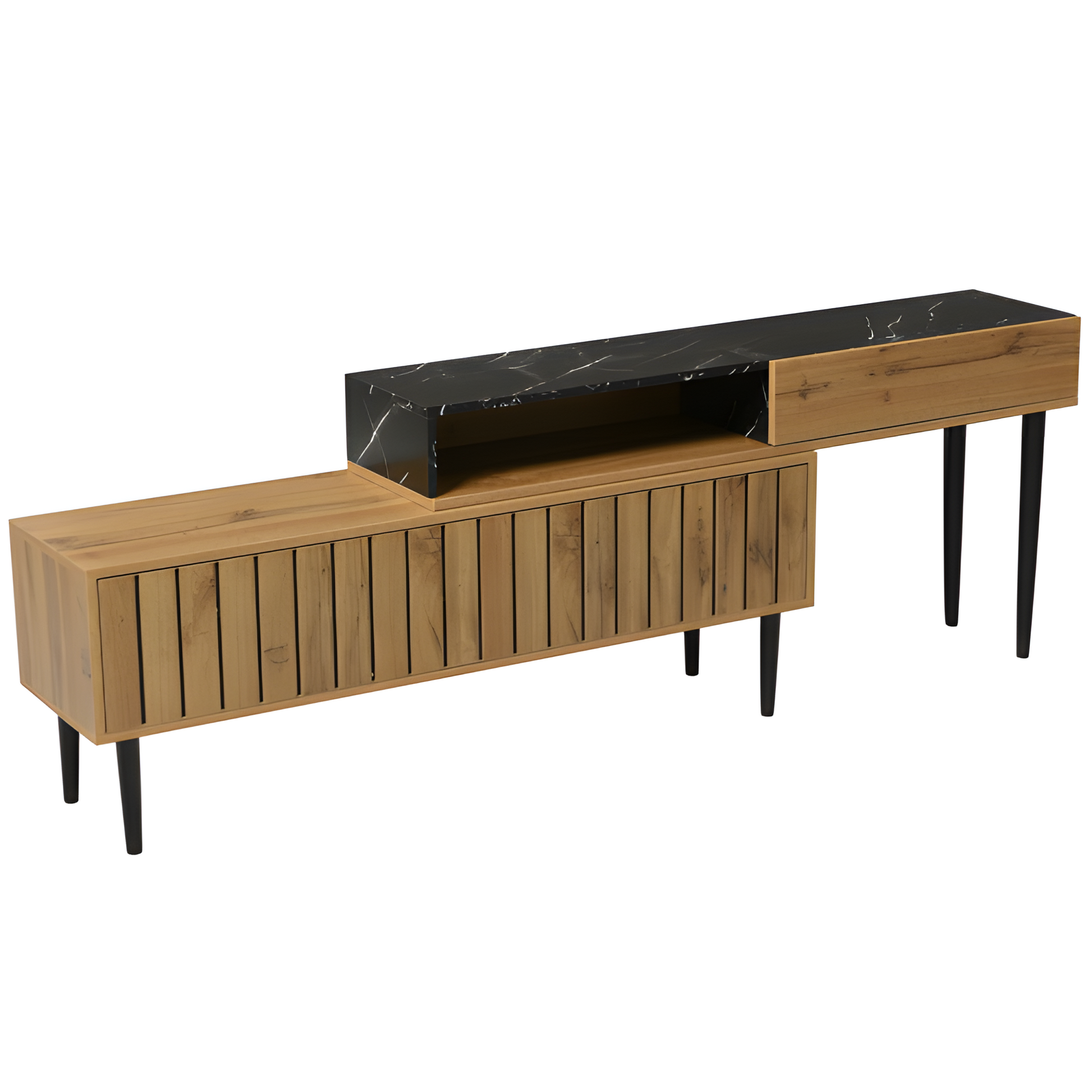 TV-Board „Moderno“ – 129 cm in Marmor-Holzoptik mit Eisenbeinen