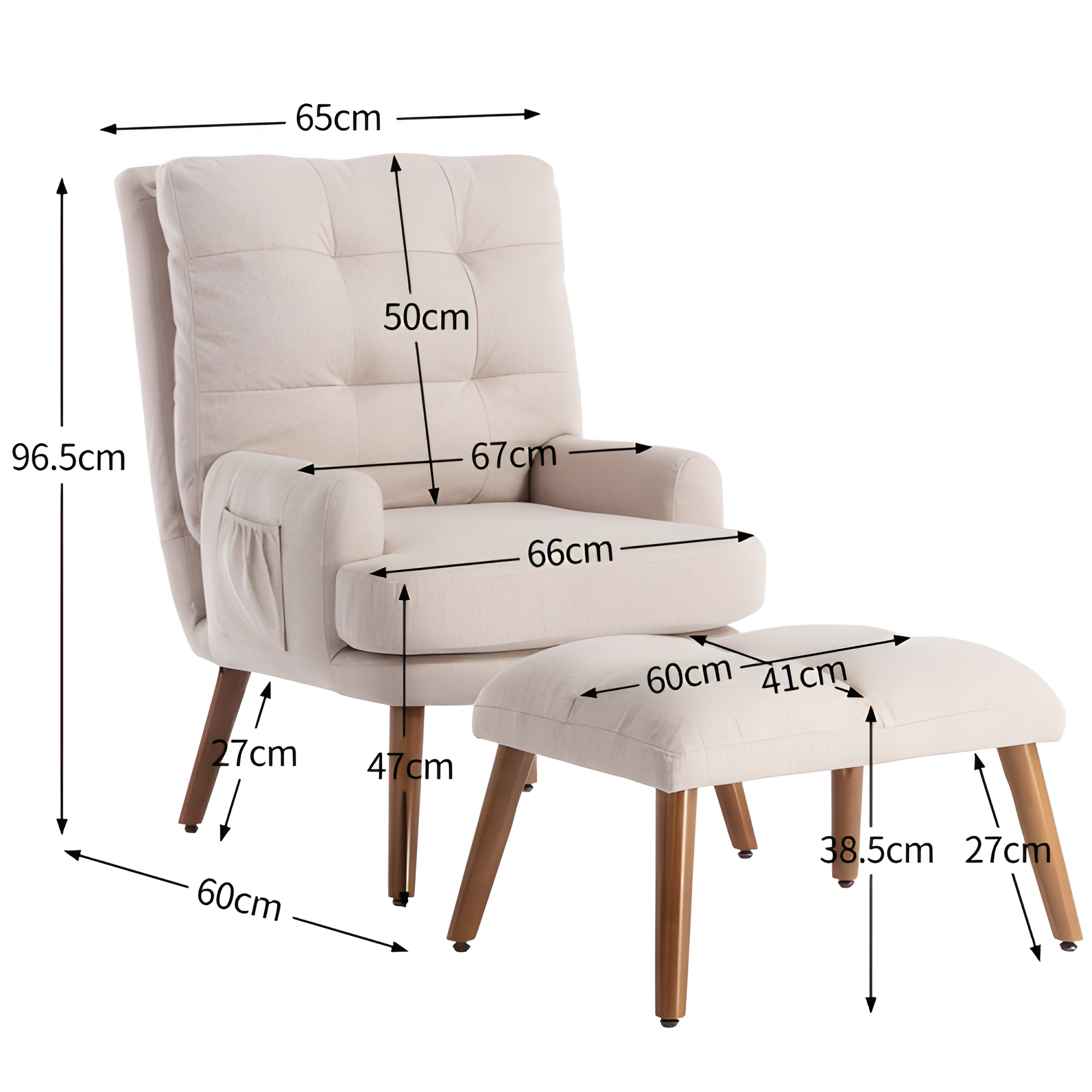 Loungesessel "ARLENA" – Verstellbarer Sessel mit Fußhocker & Seitentasche
