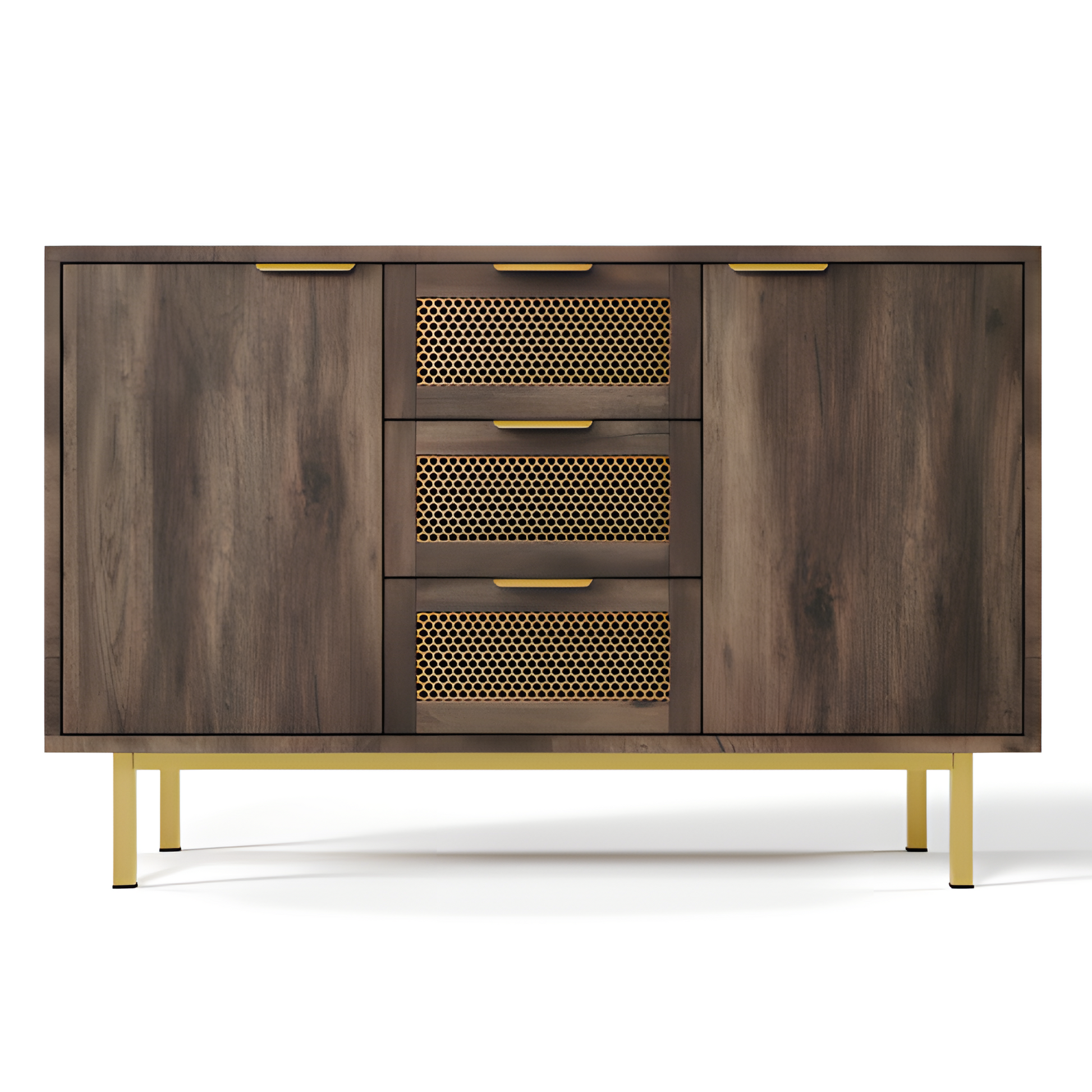 Sideboard „Ravena“ – 120 cm Kommode in Dunkelbraun mit Metallakzenten