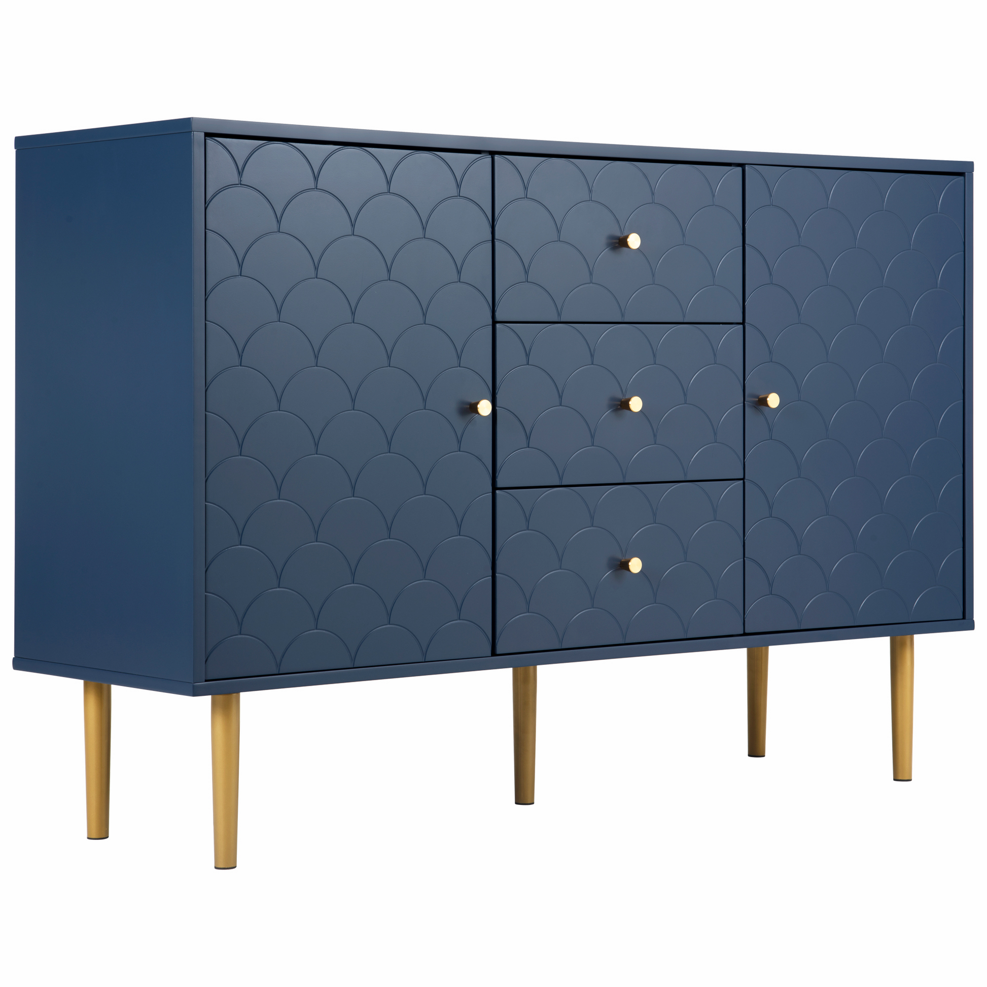 🌊 MARINA – Kommode mit Fischschuppenmuster (120×40×82 cm)