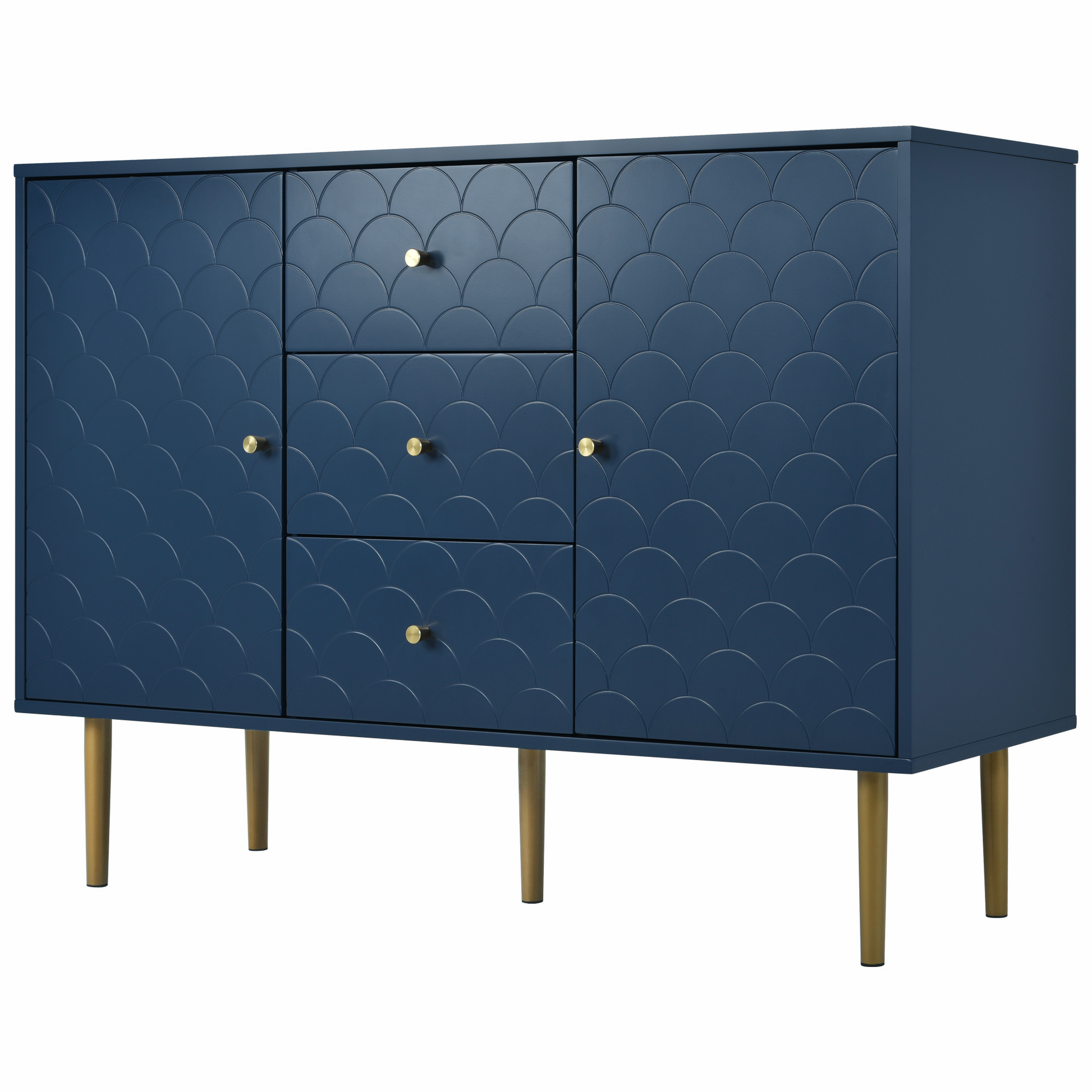 🌊 MARINA – Kommode mit Fischschuppenmuster (120×40×82 cm)