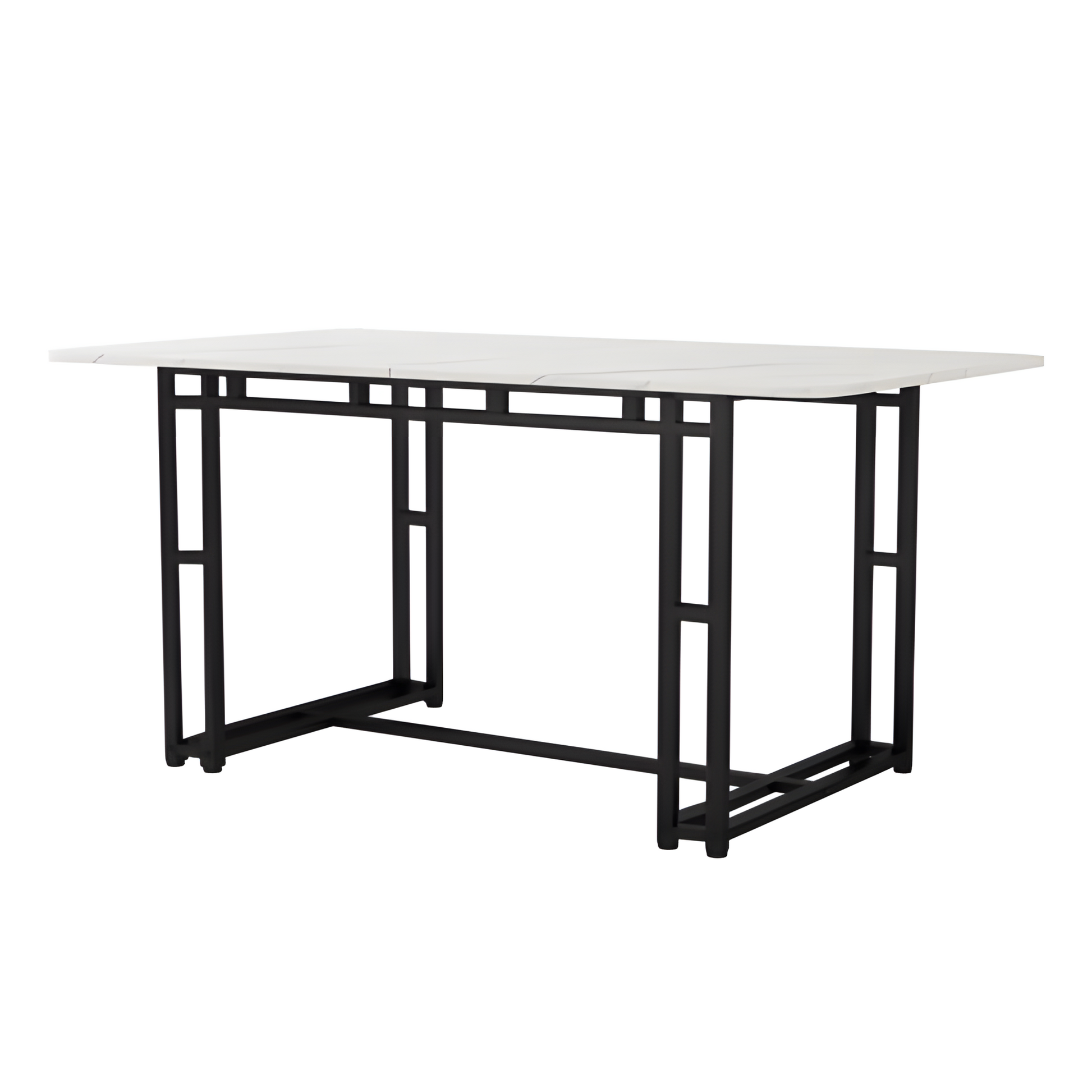 Esstisch „Luma“ – 120 × 70 cm in Weiß mit schwarzen Metallbeinen