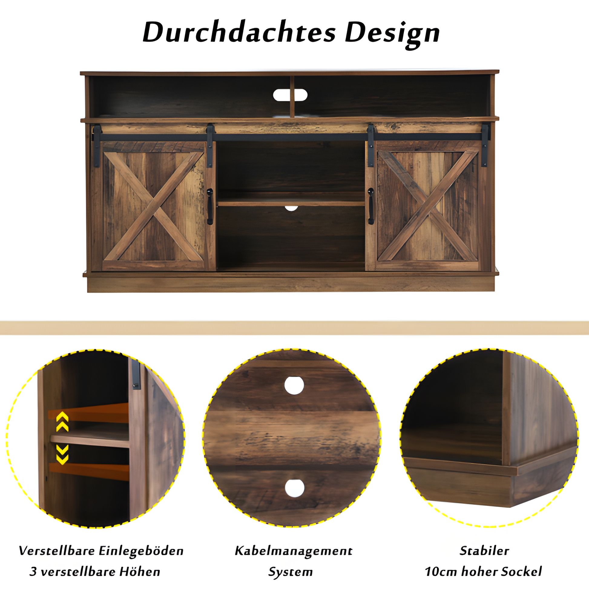 TV-Schrank "LANDHAUS" – Rustikales Sideboard mit Schiebetüren