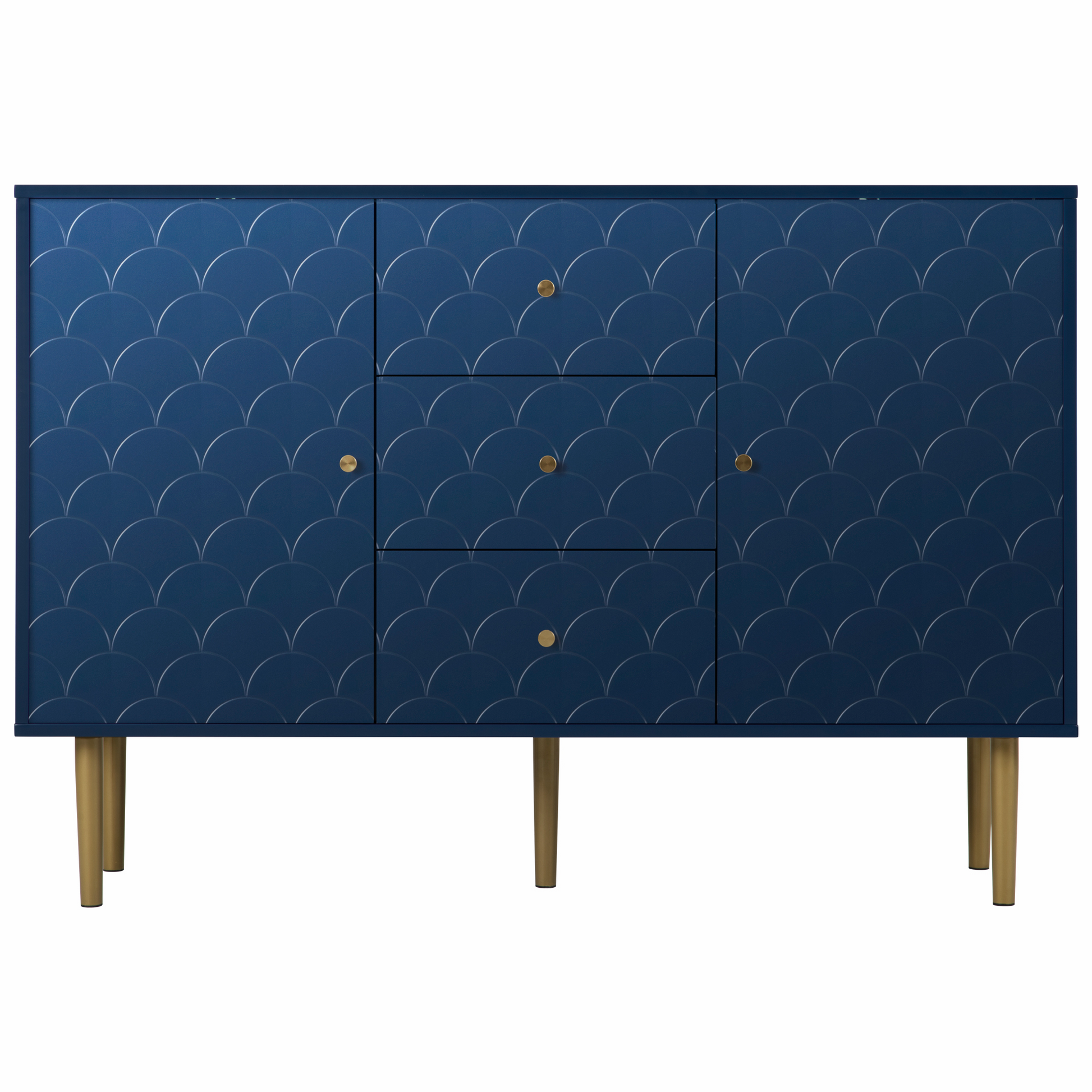 🌊 MARINA – Kommode mit Fischschuppenmuster (120×40×82 cm)