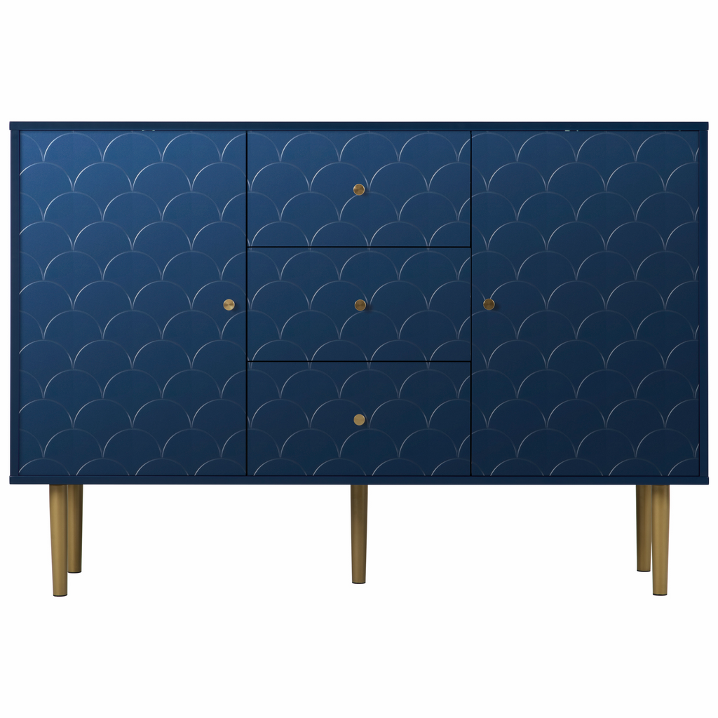 🌊 MARINA – Kommode mit Fischschuppenmuster (120×40×82 cm)