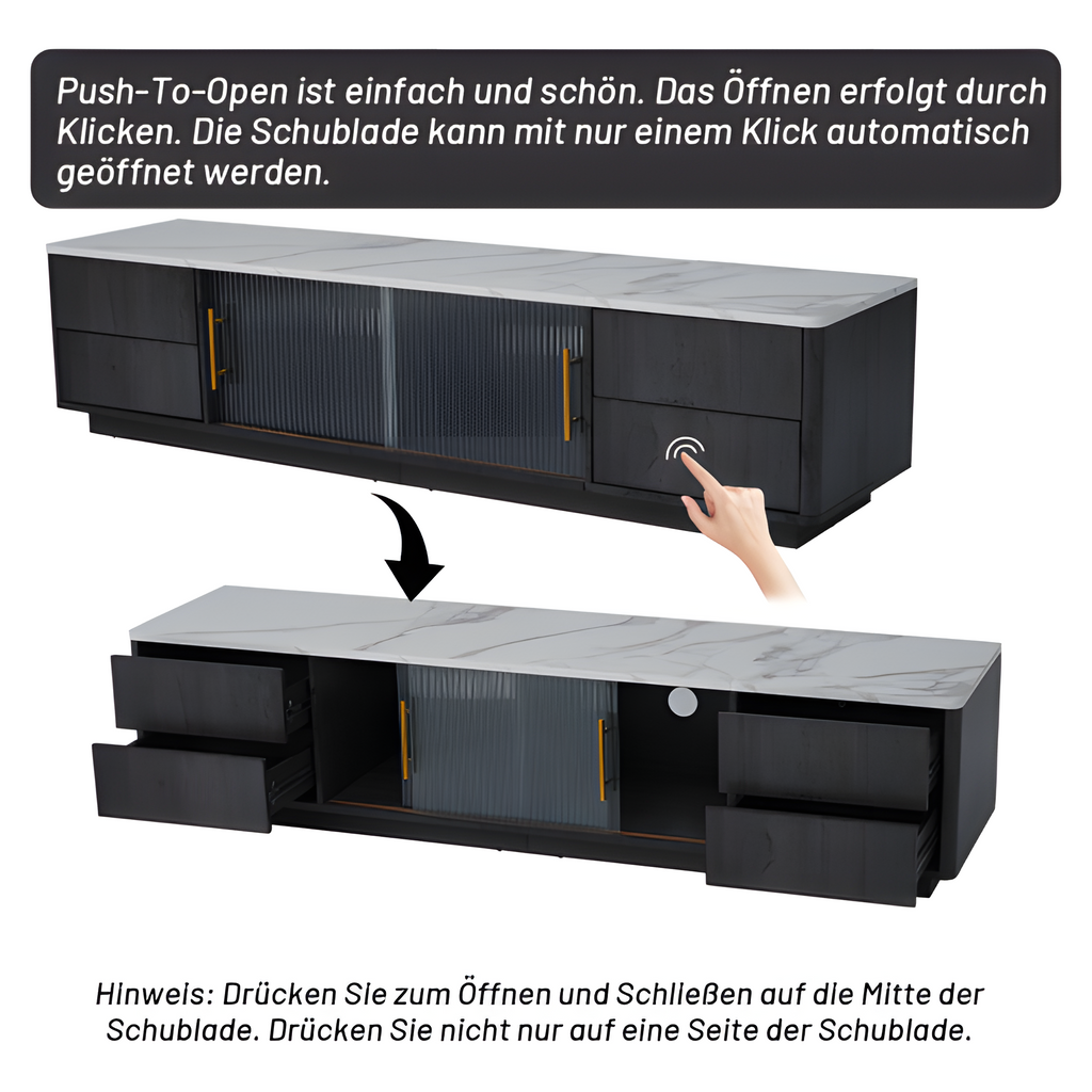 TV-Lowboard „Marno“ – Grau mit Marmoroptik | 160 × 40 × 44,5 cm für Fernseher bis 70"