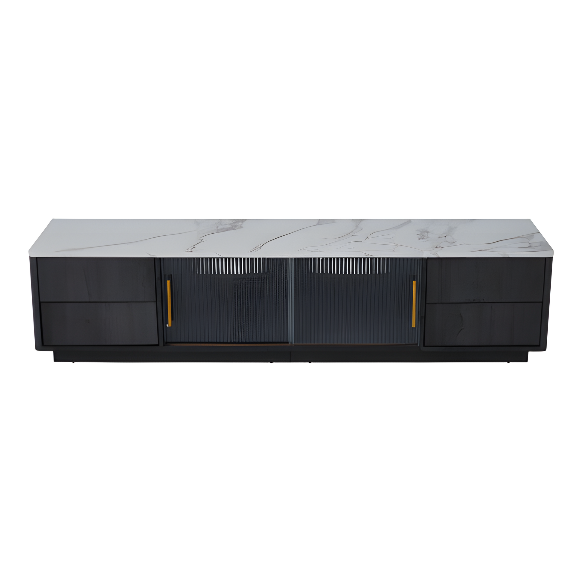 TV-Lowboard „Marno“ – Grau mit Marmoroptik | 160 × 40 × 44,5 cm für Fernseher bis 70"
