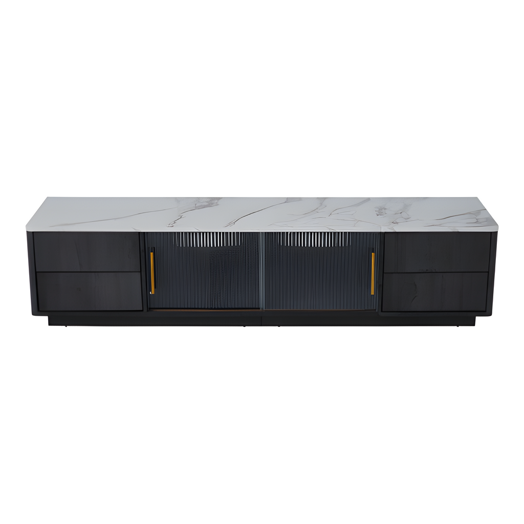 TV-Lowboard „Marno“ – Grau mit Marmoroptik | 160 × 40 × 44,5 cm für Fernseher bis 70"