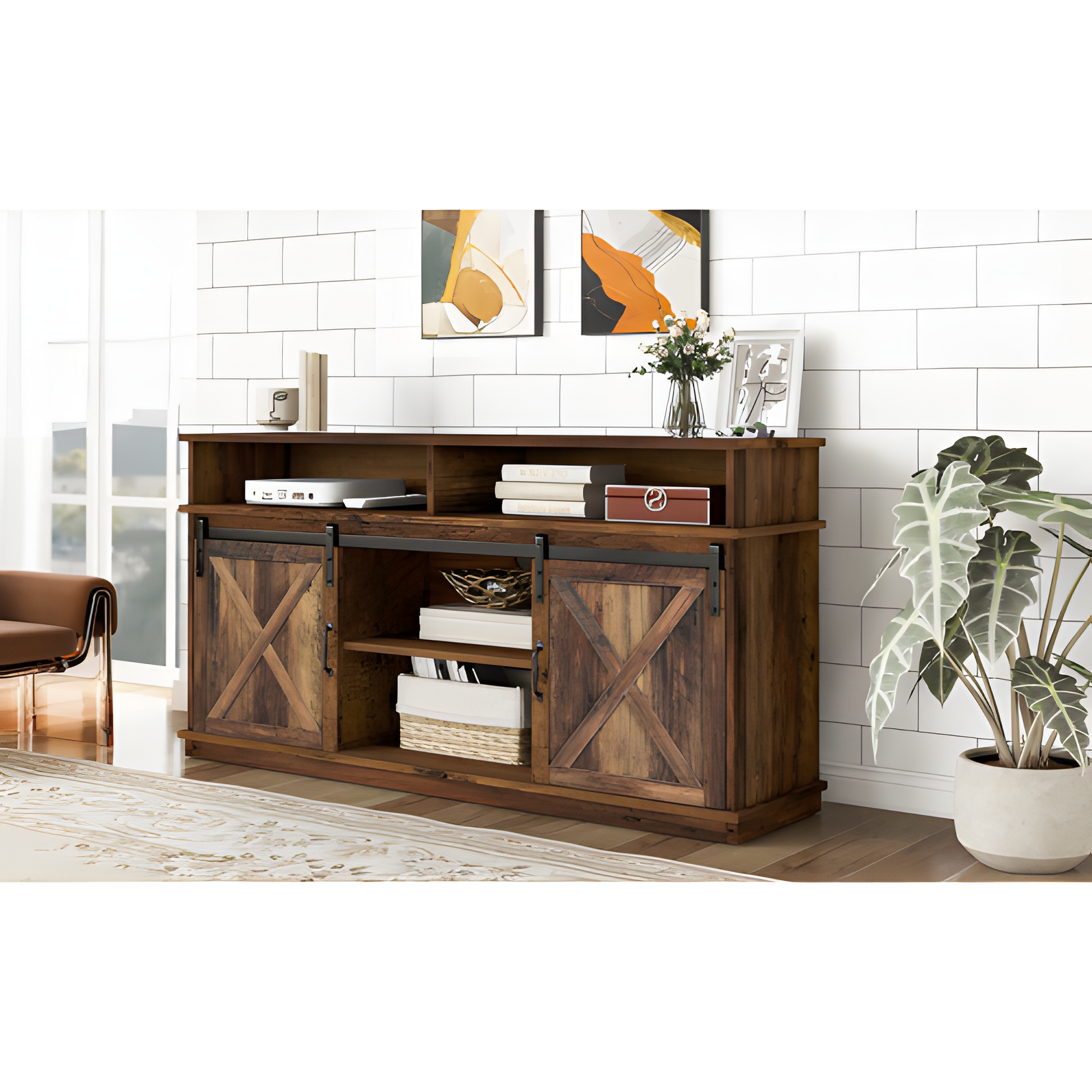 TV-Schrank "LANDHAUS" – Rustikales Sideboard mit Schiebetüren