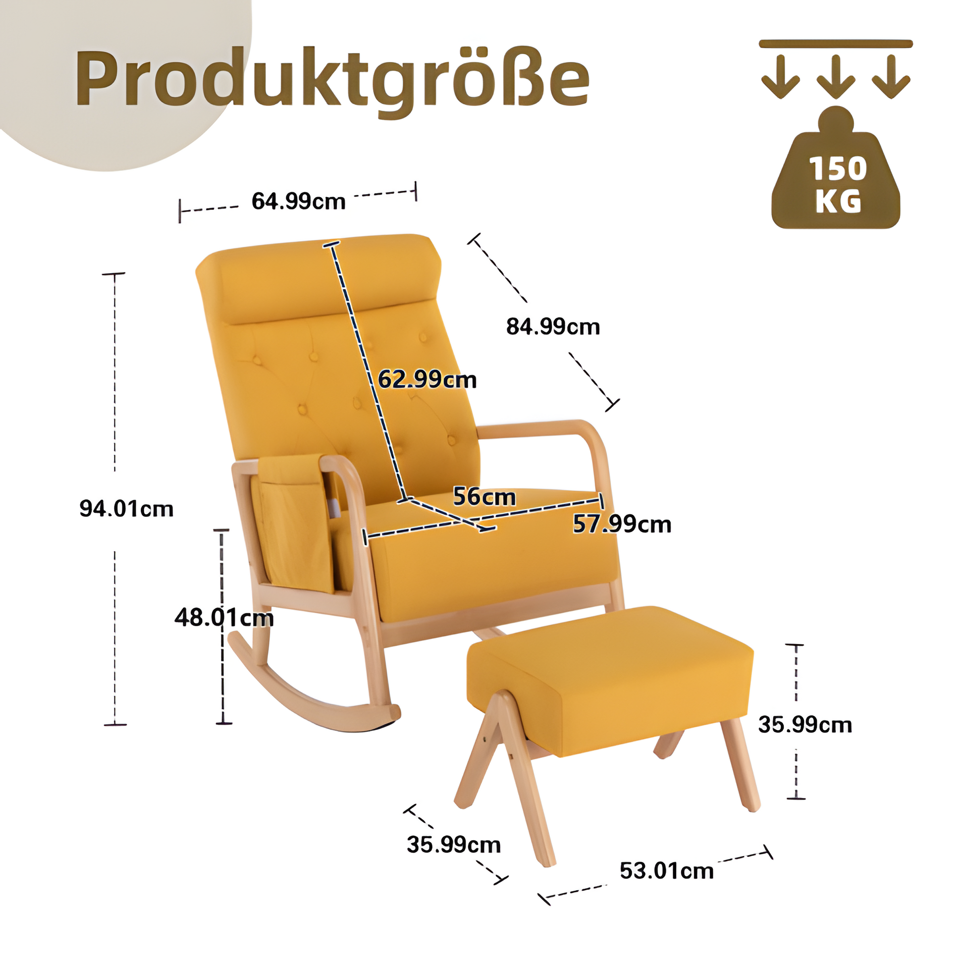 COOLMORE Schaukelstuhl mit Hocker – Komfort & Stil in sonnigem Gelb