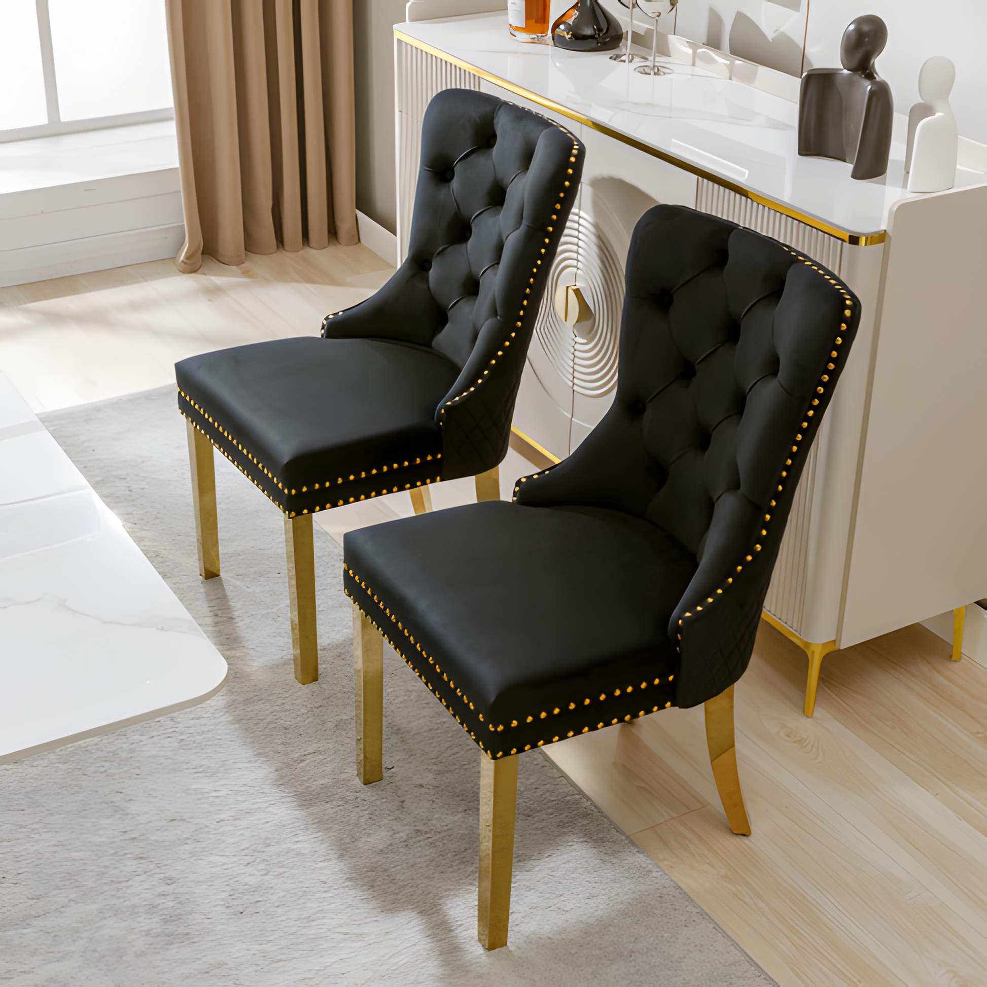 Esszimmerstuhl "NOIR" – 2er-Set mit Samt, Gold & Stil ✨