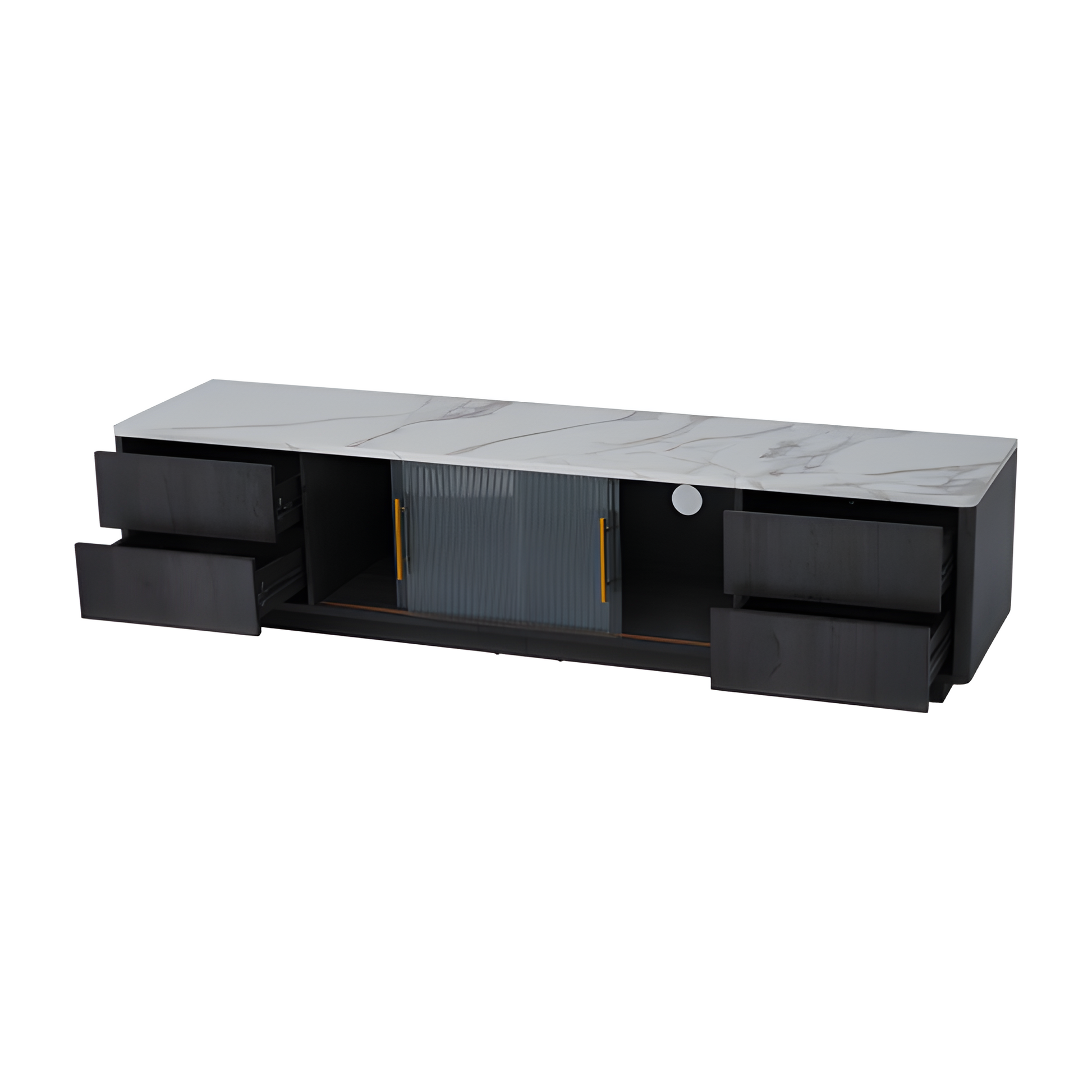 TV-Lowboard „Marno“ – Grau mit Marmoroptik | 160 × 40 × 44,5 cm für Fernseher bis 70"