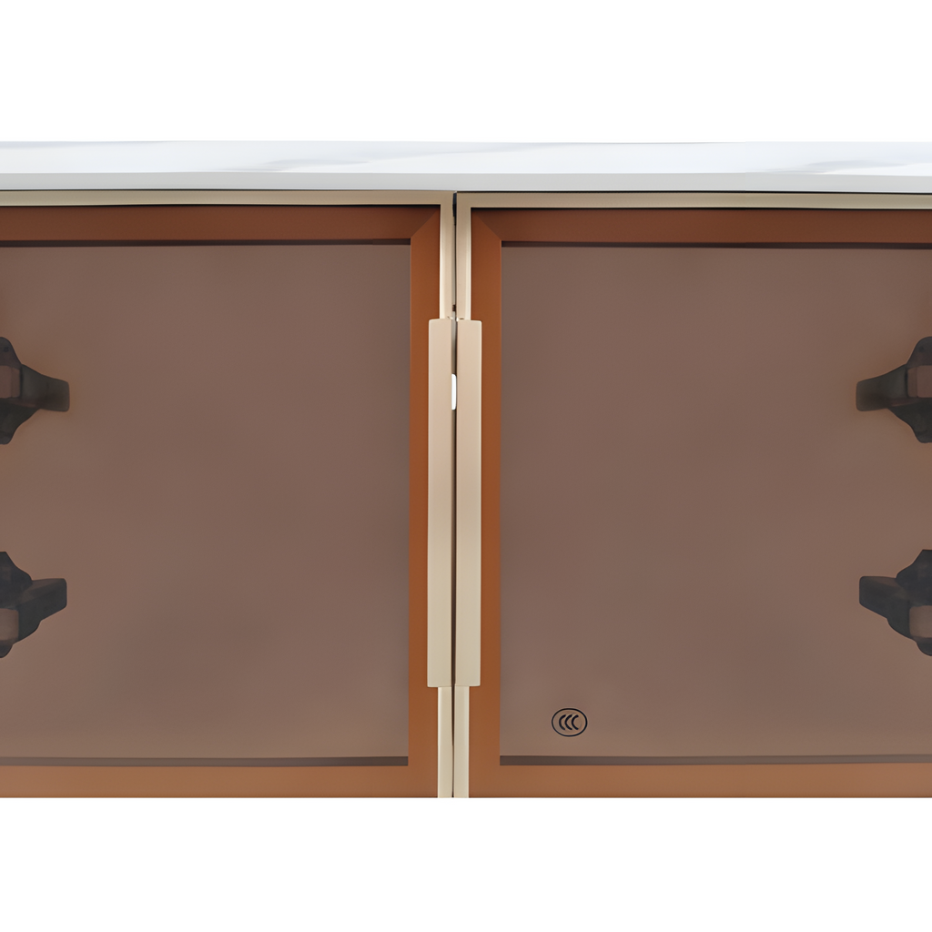 Couchtisch „WaveLux“ – mit Glasfront, Marmoroptik & LED-Beleuchtung | 100 × 50 × 40 cm
