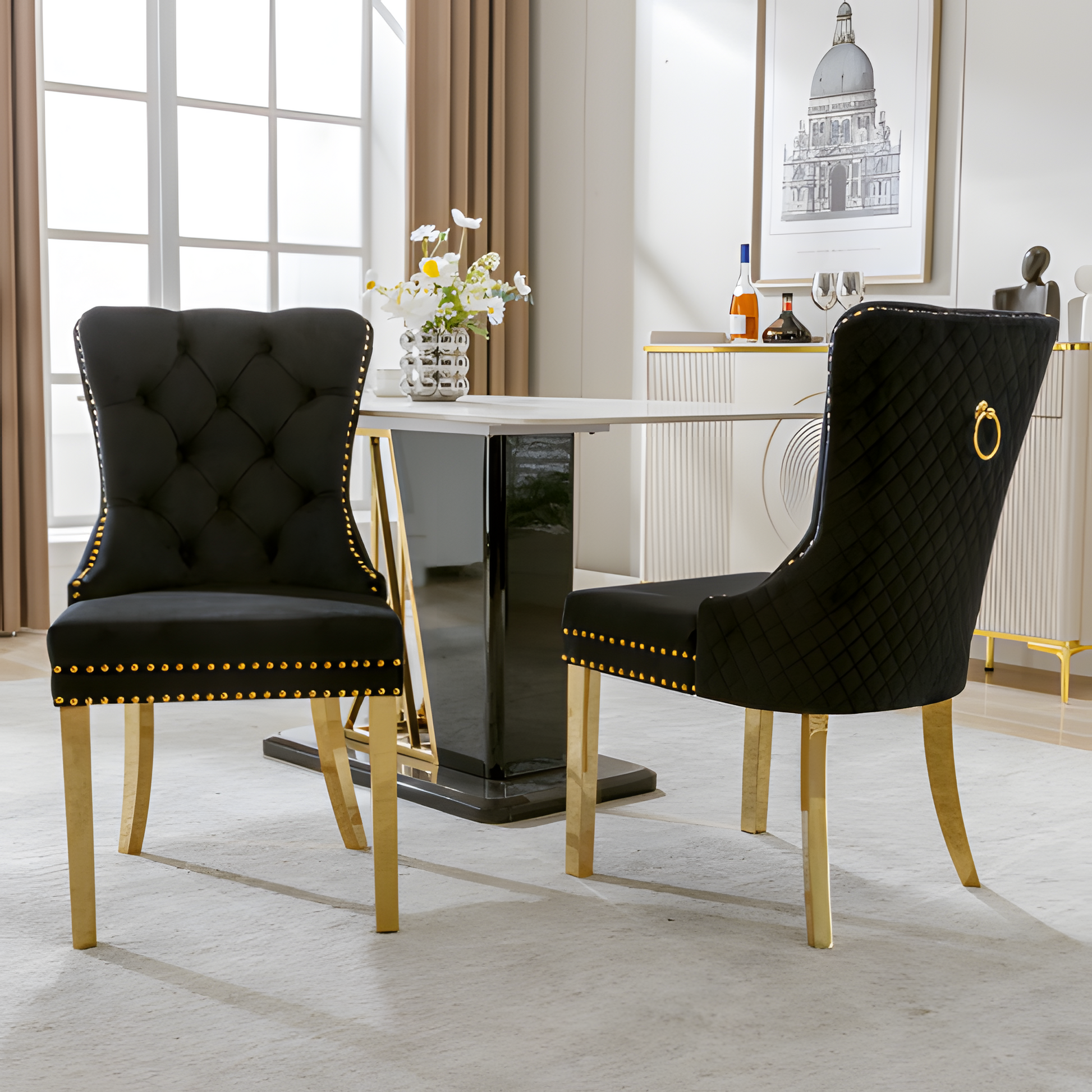 Esszimmerstuhl "NOIR" – 2er-Set mit Samt, Gold & Stil ✨