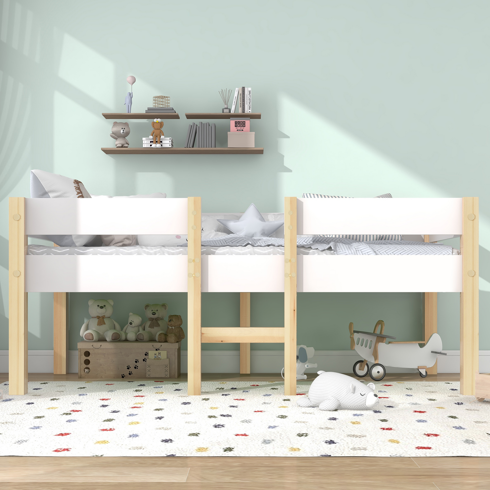 "SKANDIKID" – Kinderbett mit Rausfallschutz aus Massivholz