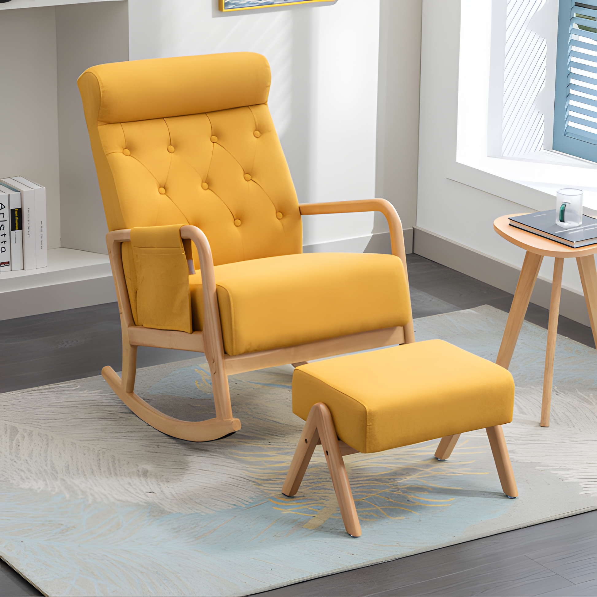 COOLMORE Schaukelstuhl mit Hocker – Komfort & Stil in sonnigem Gelb