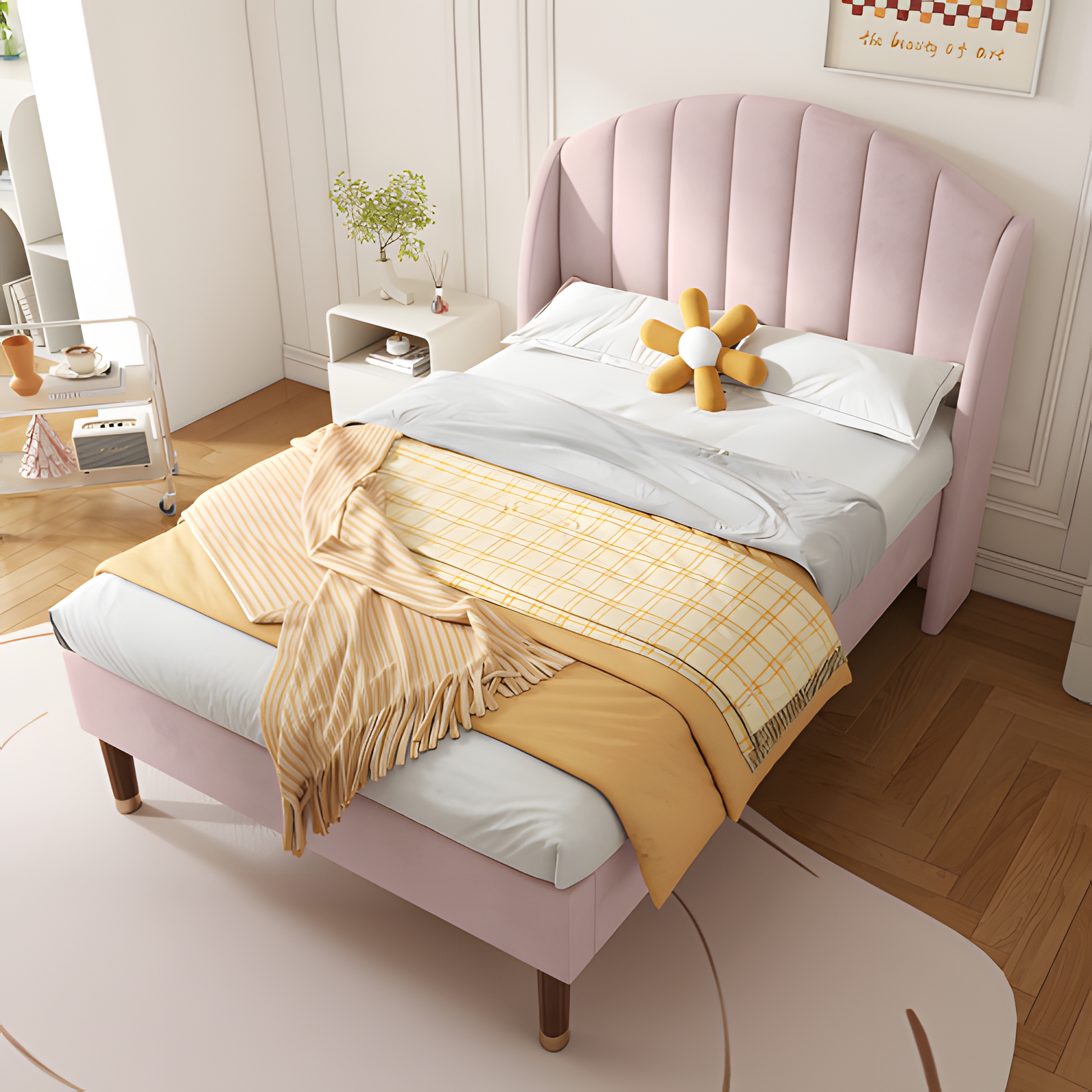 „ROSALIA“ – Polsterbett 90×200 mit Lattenrost & gepolstertem Kopfteil
