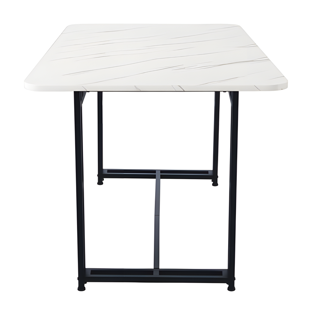 Esstisch „Luma“ – 120 × 70 cm in Weiß mit schwarzen Metallbeinen