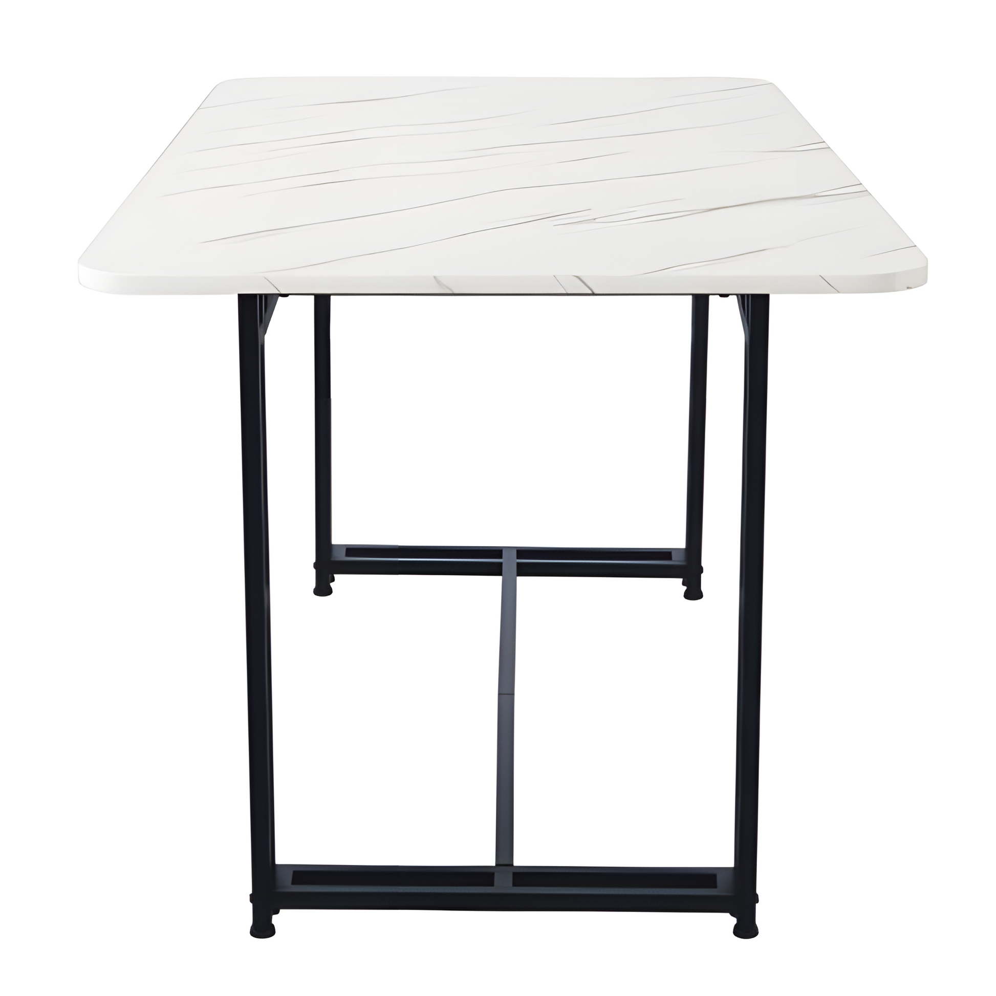 Esstisch „Luma“ – 120 × 70 cm in Weiß mit schwarzen Metallbeinen