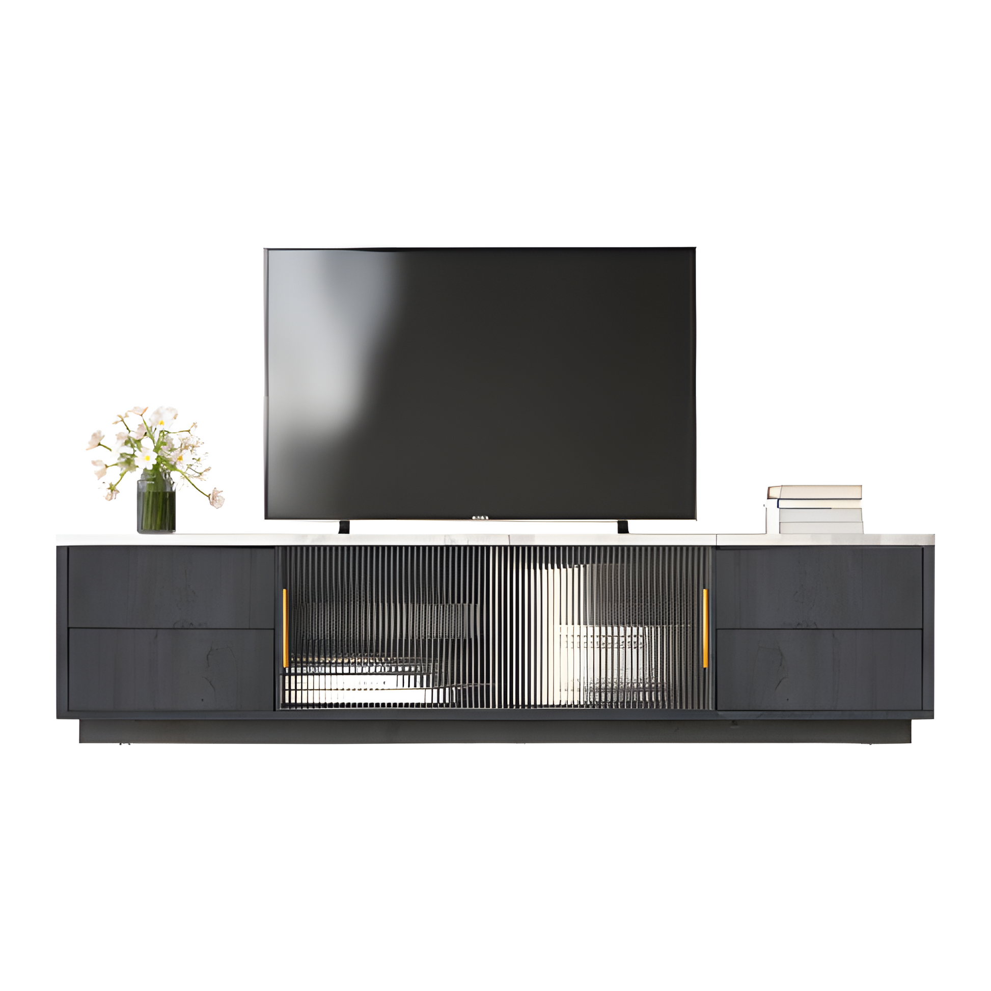 TV-Lowboard „Marno“ – Grau mit Marmoroptik | 160 × 40 × 44,5 cm für Fernseher bis 70"