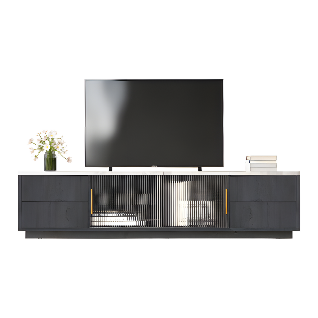 TV-Lowboard „Marno“ – Grau mit Marmoroptik | 160 × 40 × 44,5 cm für Fernseher bis 70"