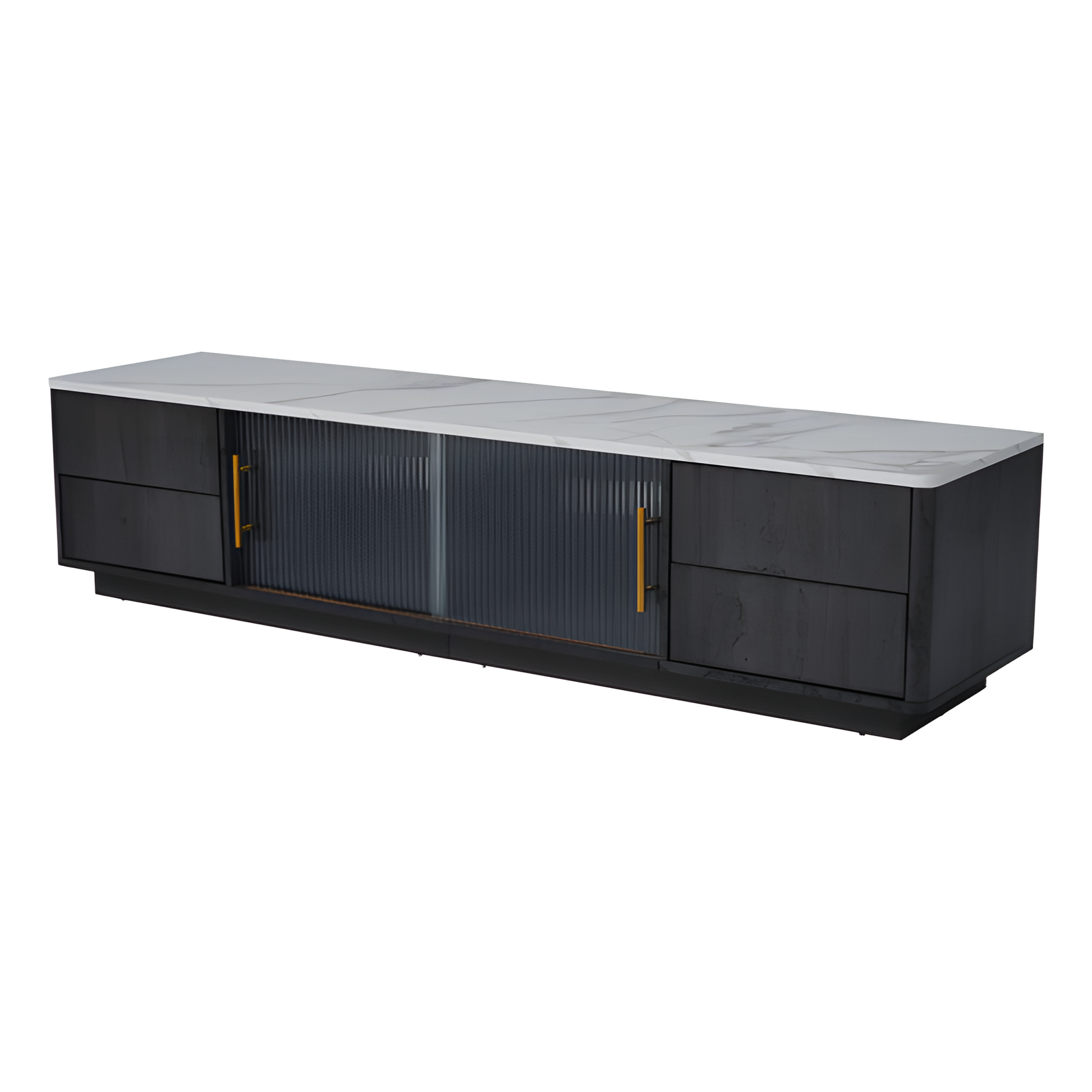 TV-Lowboard „Marno“ – Grau mit Marmoroptik | 160 × 40 × 44,5 cm für Fernseher bis 70"