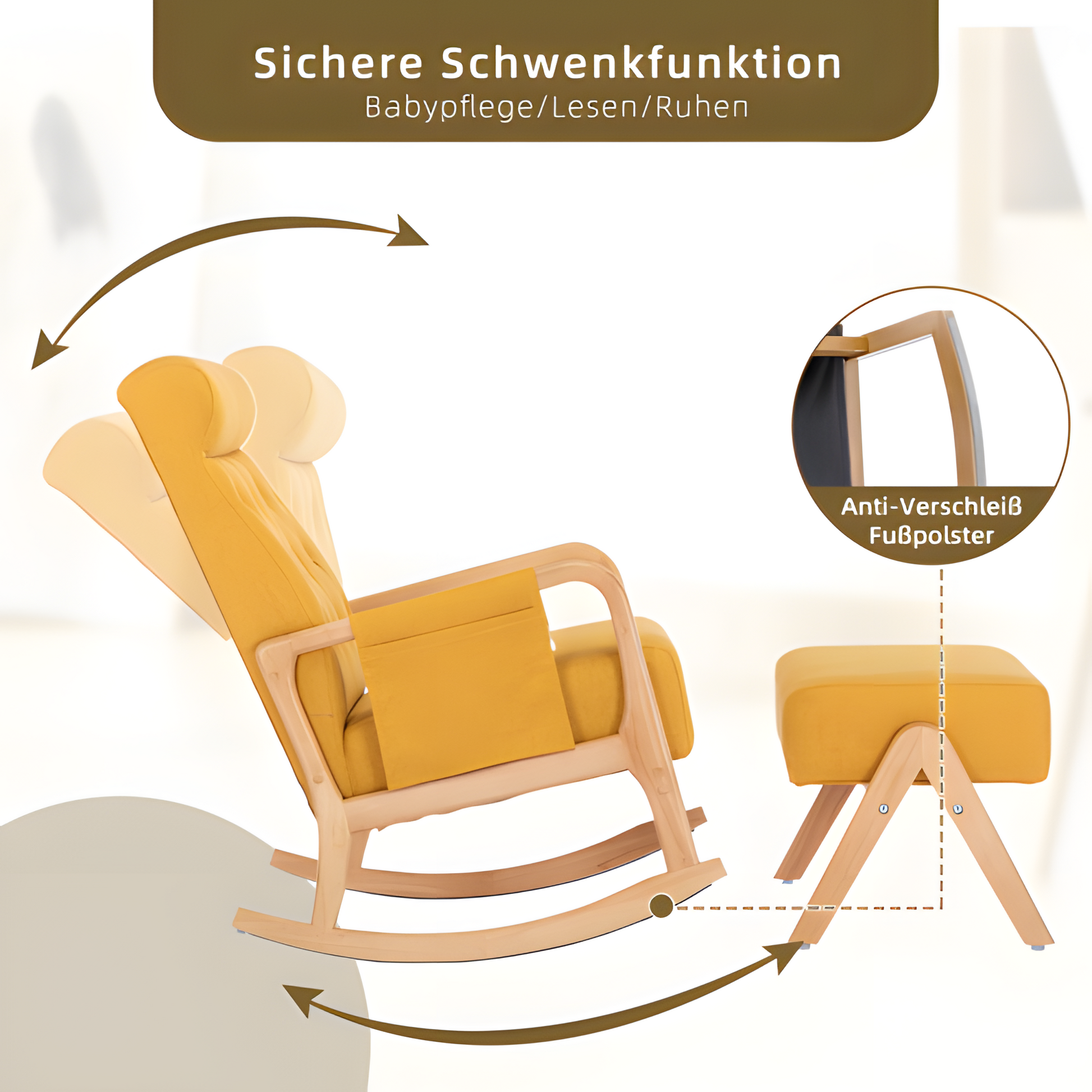 COOLMORE Schaukelstuhl mit Hocker – Komfort & Stil in sonnigem Gelb