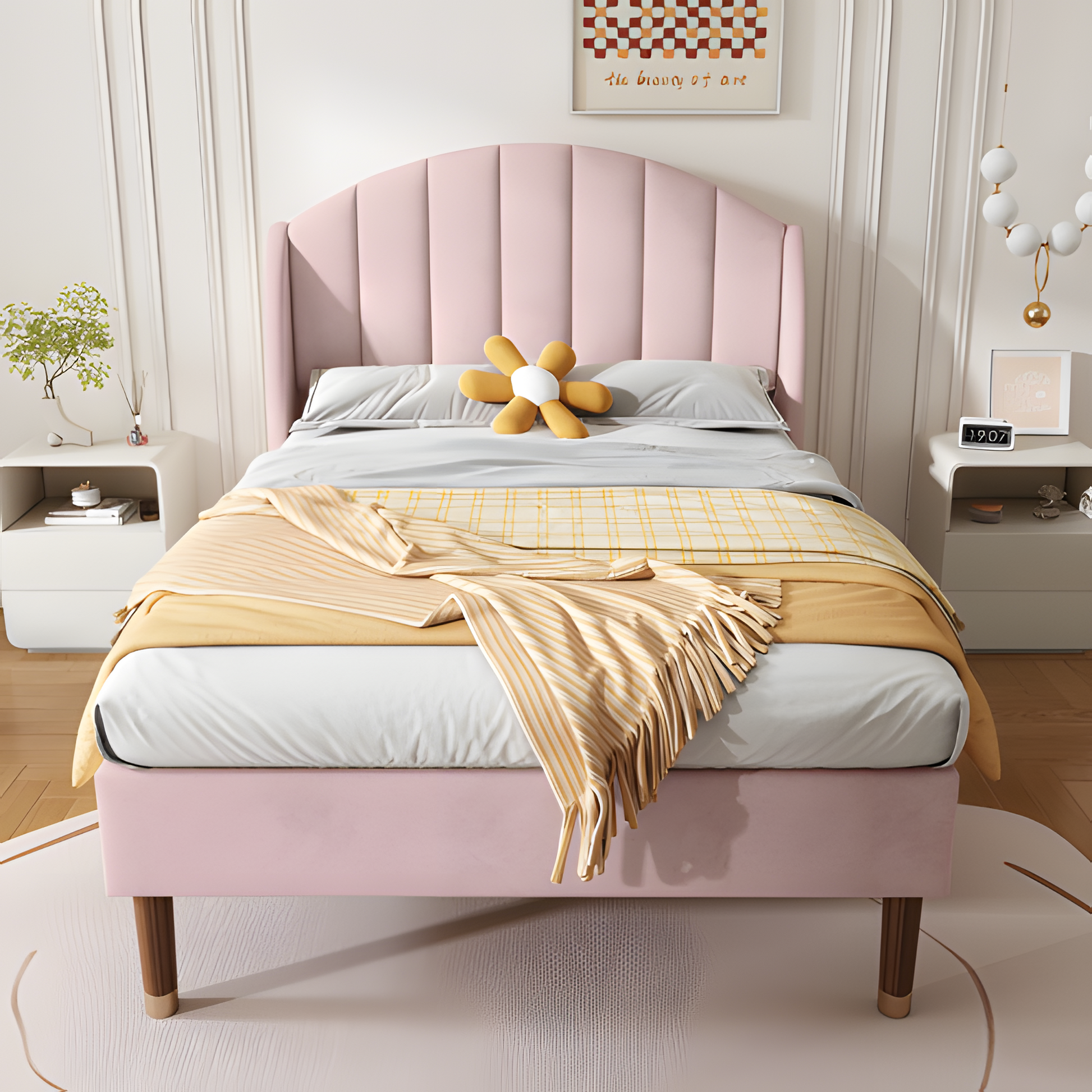 „ROSALIA“ – Polsterbett 90×200 mit Lattenrost & gepolstertem Kopfteil
