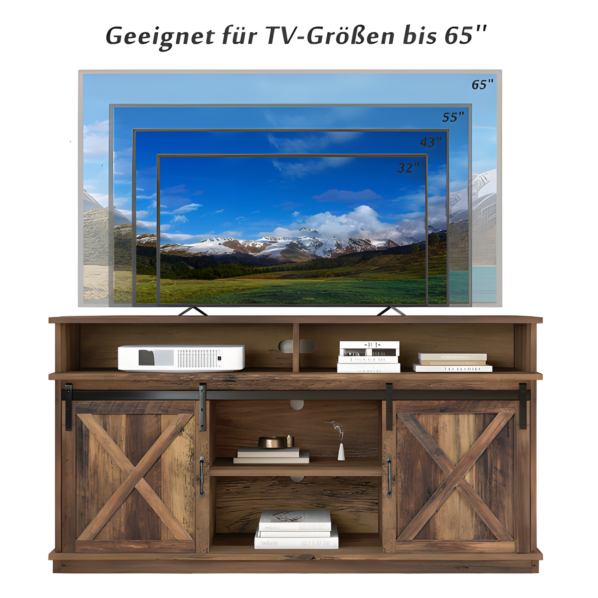 TV-Schrank "LANDHAUS" – Rustikales Sideboard mit Schiebetüren