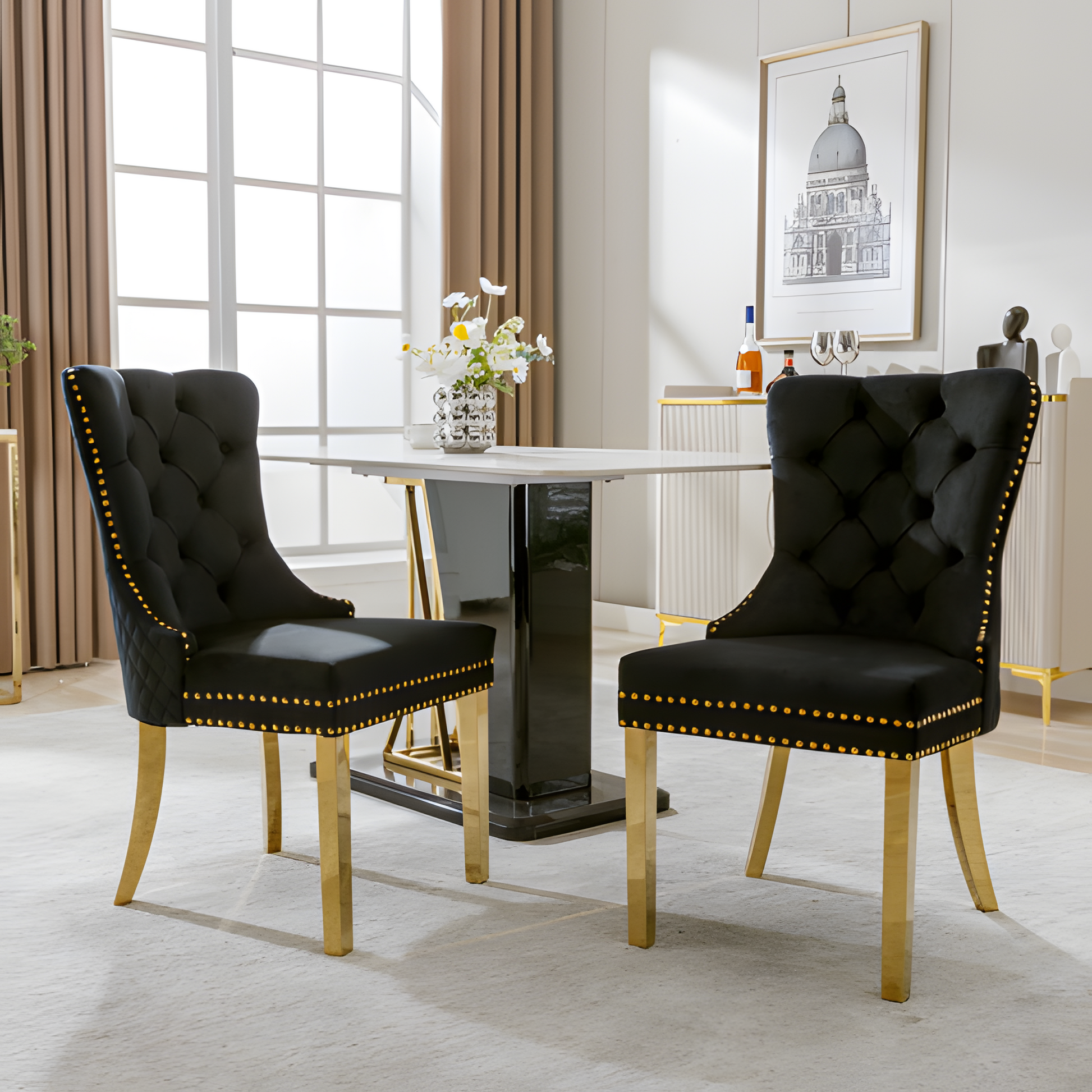 Esszimmerstuhl "NOIR" – 2er-Set mit Samt, Gold & Stil ✨