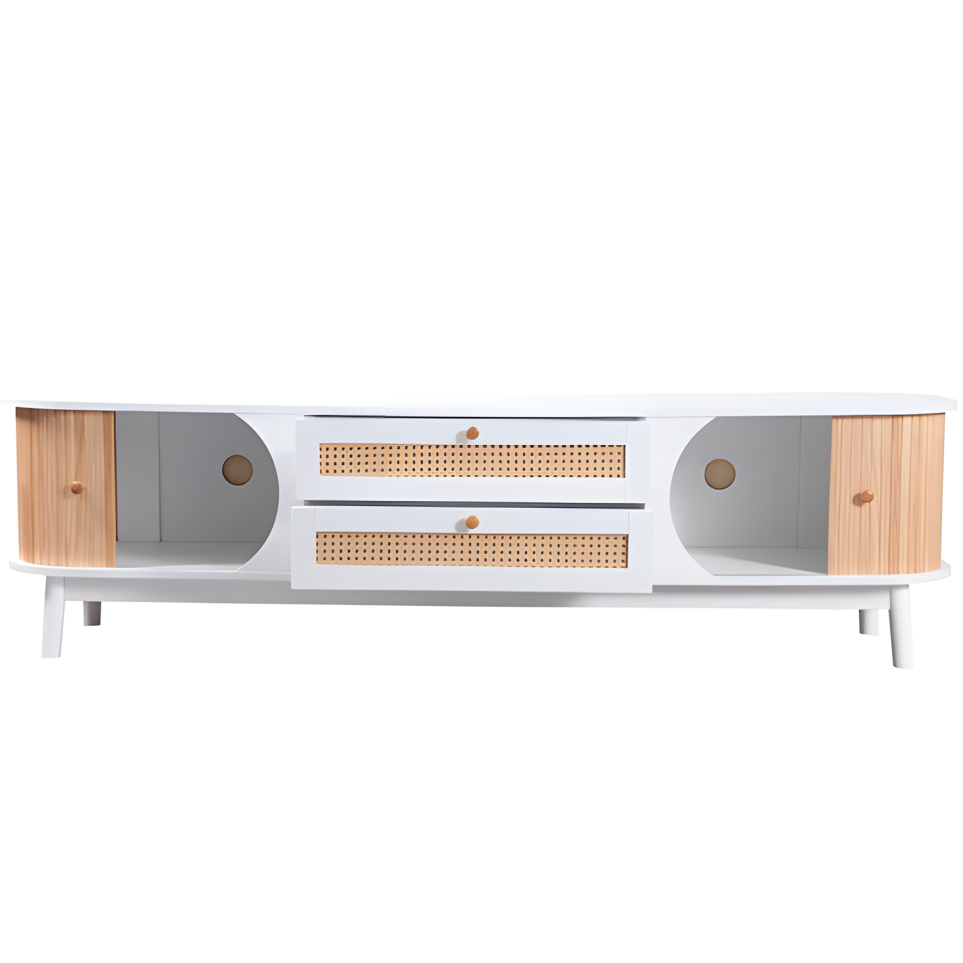 TV-Schrank „RATTANA“ – Natürliches Design mit Rattandetails & Stauraum